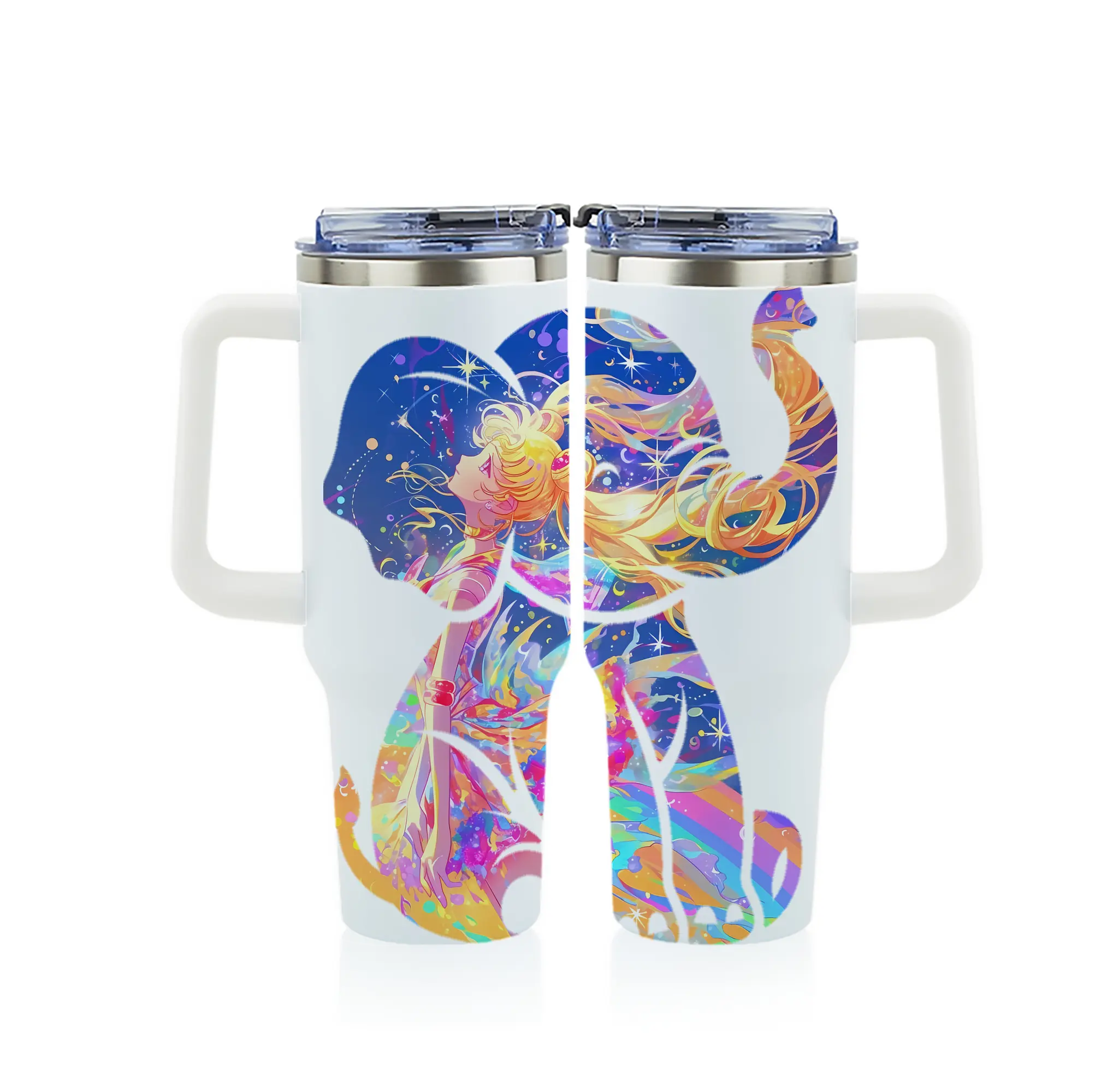 美少女戦士セーラームーン グッズ 月野 うさぎ - 1200mL フルプリント車用タンブラー ・ 304ステンレス 内側 ・ 201ステンレス 外側 ・ 保温 保冷 ・ 通勤 ドライブ アウトドア用