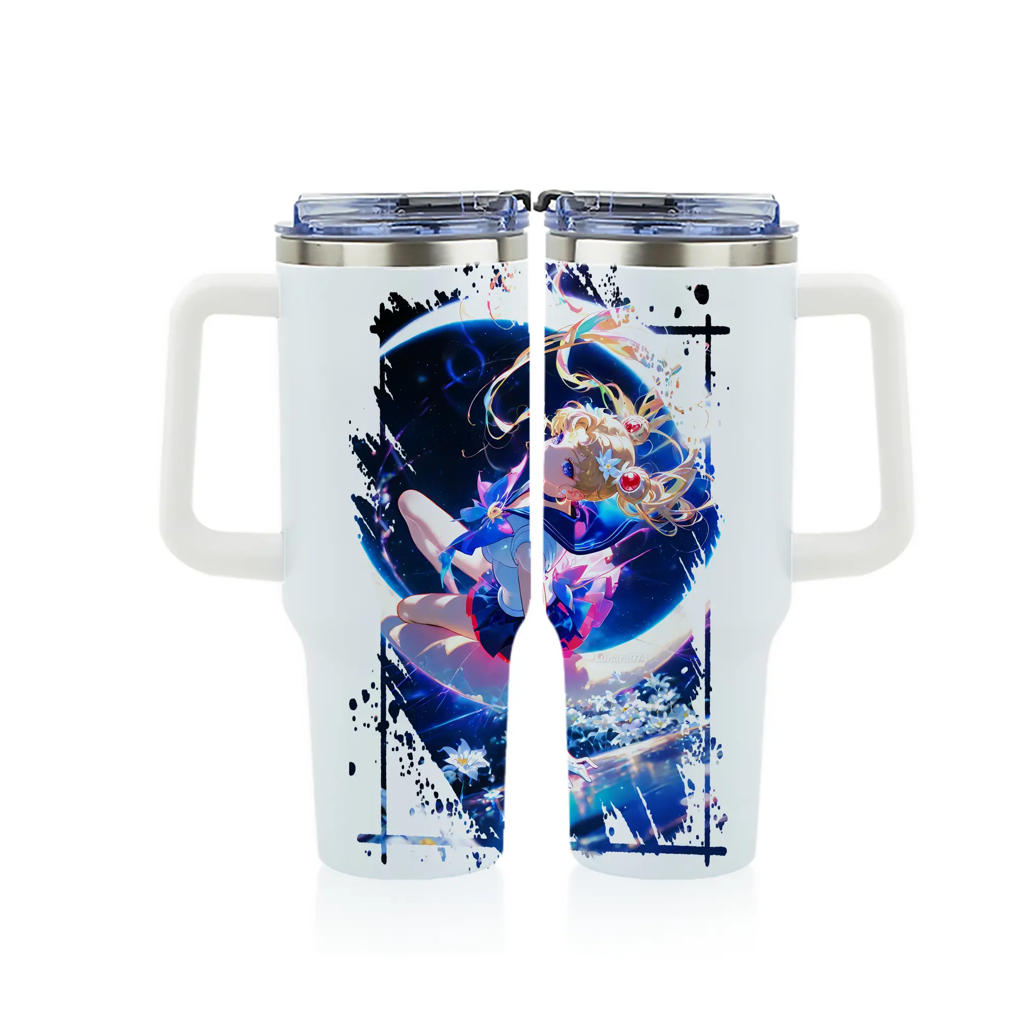 美少女戦士セーラームーン グッズ 月野 うさぎ - 1200mL フルプリント車用タンブラー ・ 304ステンレス 内側 ・ 201ステンレス 外側 ・ 保温 保冷 ・ 通勤 ドライブ アウトドア用