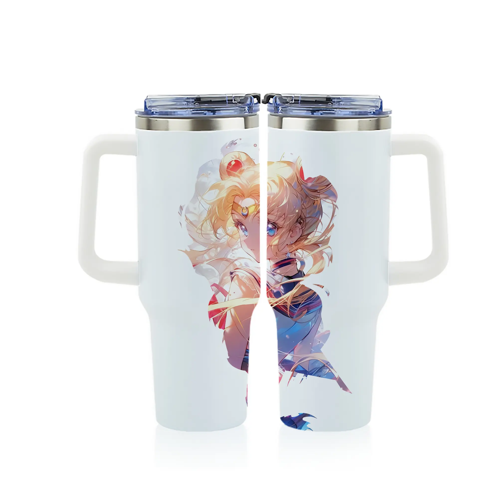 美少女戦士セーラームーン グッズ 月野 うさぎ - 1200mL フルプリント車用タンブラー ・ 304ステンレス 内側 ・ 201ステンレス 外側 ・ 保温 保冷 ・ 通勤 ドライブ アウトドア用