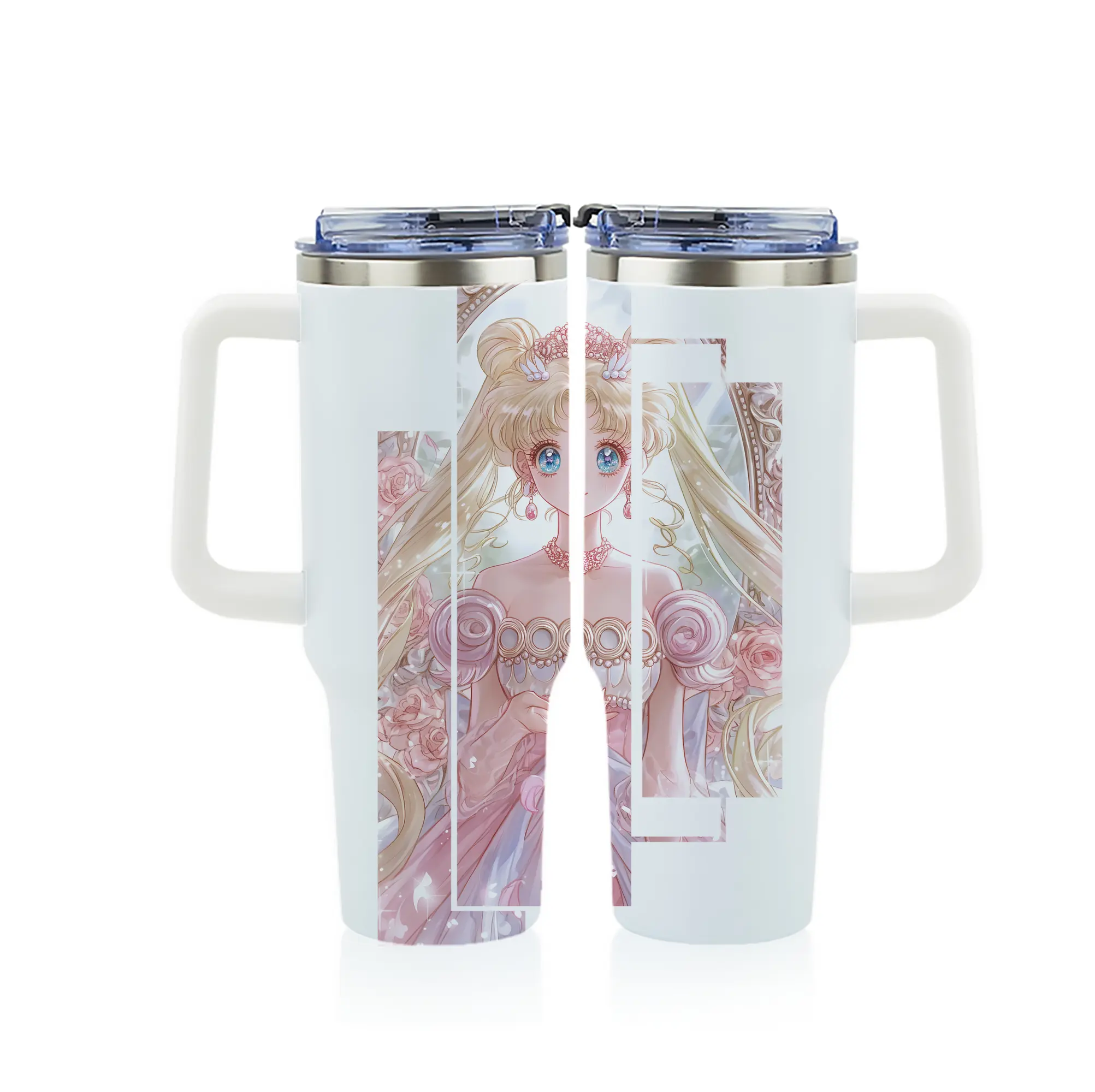 美少女戦士セーラームーン グッズ 月野 うさぎ - 1200mL フルプリント車用タンブラー ・ 304ステンレス 内側 ・ 201ステンレス 外側 ・ 保温 保冷 ・ 通勤 ドライブ アウトドア用