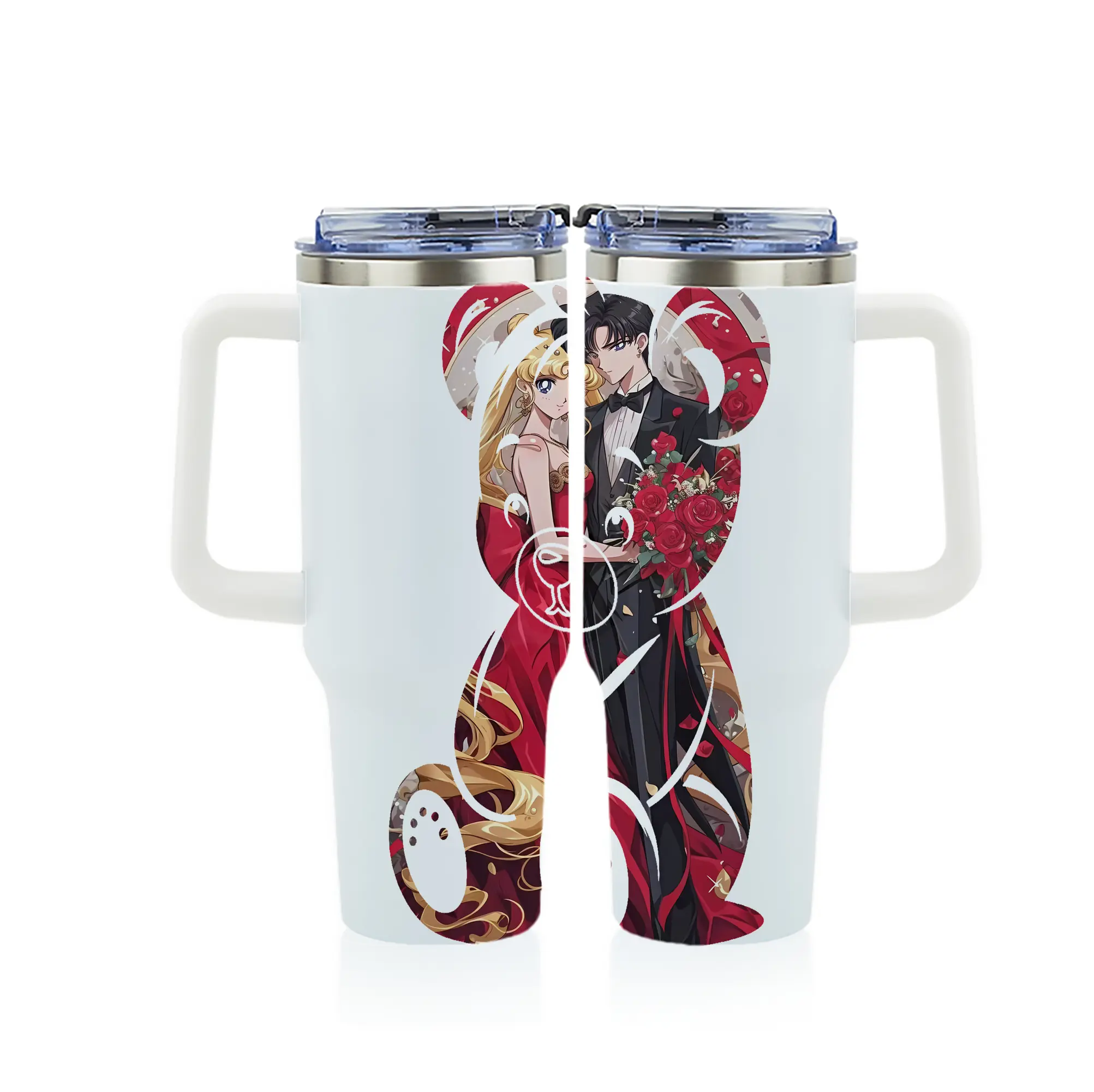 美少女戦士セーラームーン グッズ 月野 うさぎ - 1200mL フルプリント車用タンブラー ・ 304ステンレス 内側 ・ 201ステンレス 外側 ・ 保温 保冷 ・ 通勤 ドライブ アウトドア用