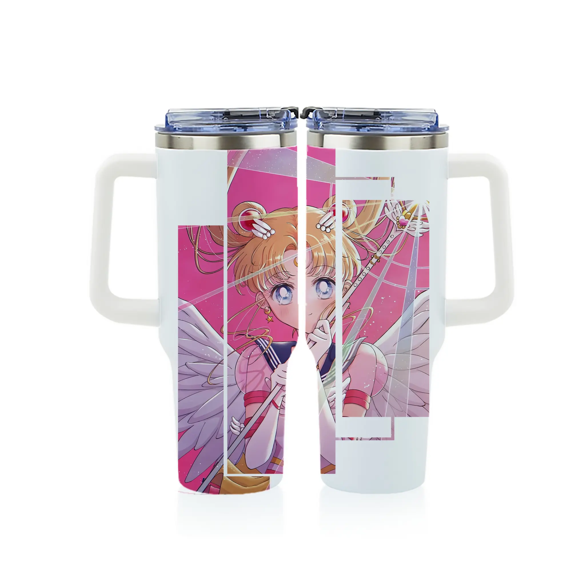 美少女戦士セーラームーン グッズ 月野 うさぎ - 1200mL フルプリント車用タンブラー ・ 304ステンレス 内側 ・ 201ステンレス 外側 ・ 保温 保冷 ・ 通勤 ドライブ アウトドア用