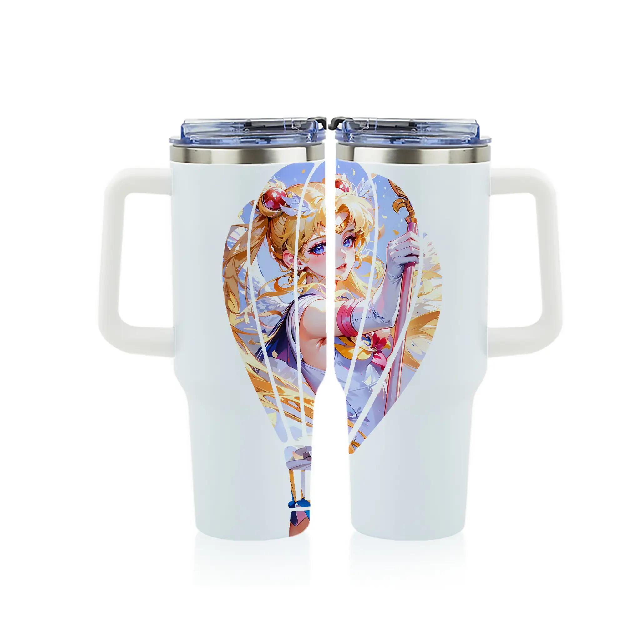 美少女戦士セーラームーン グッズ 月野 うさぎ - 1200mL フルプリント車用タンブラー ・ 304ステンレス 内側 ・ 201ステンレス 外側 ・ 保温 保冷 ・ 通勤 ドライブ アウトドア用