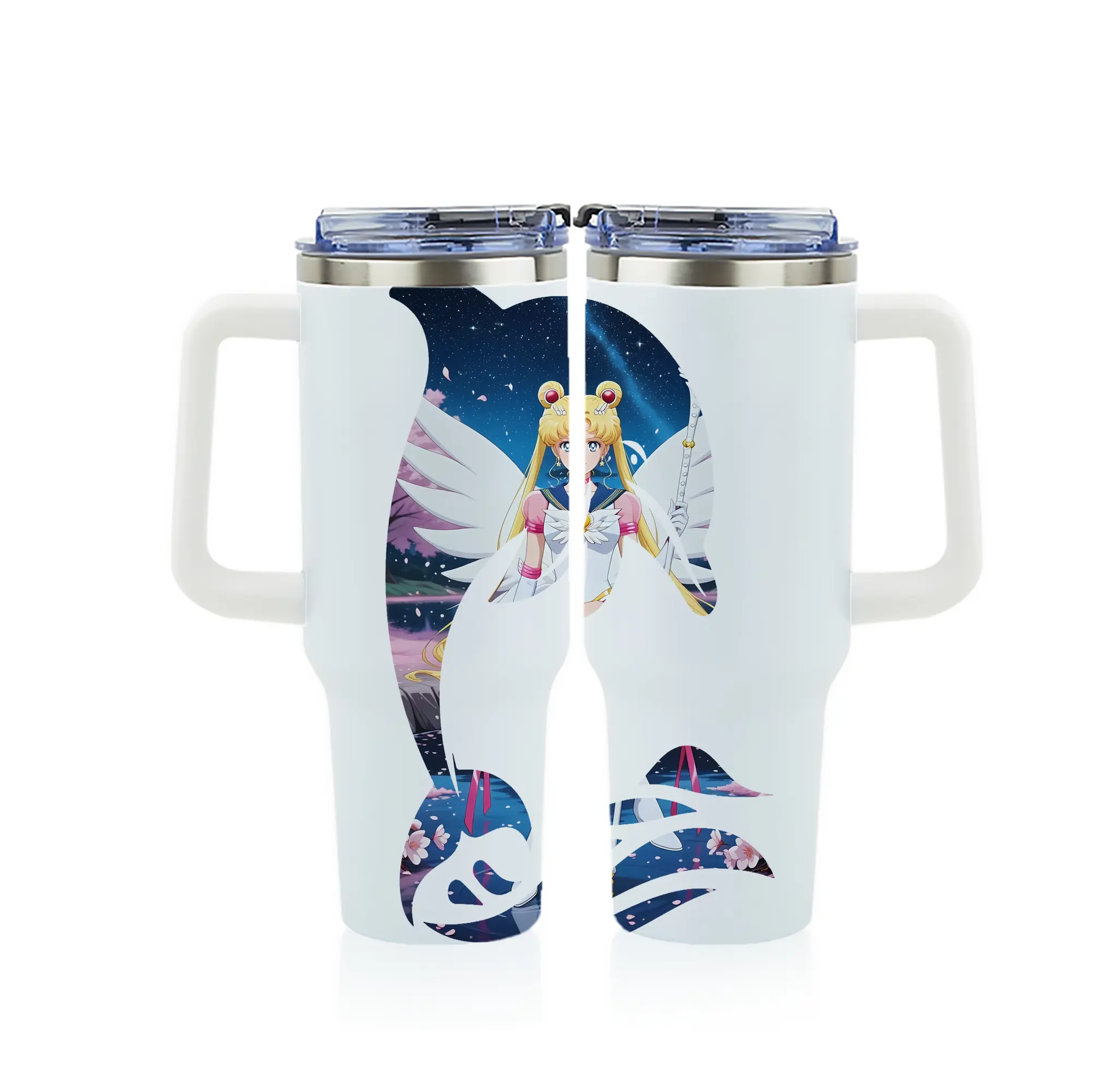 美少女戦士セーラームーン グッズ 月野 うさぎ - 1200mL フルプリント車用タンブラー ・ 304ステンレス 内側 ・ 201ステンレス 外側 ・ 保温 保冷 ・ 通勤 ドライブ アウトドア用