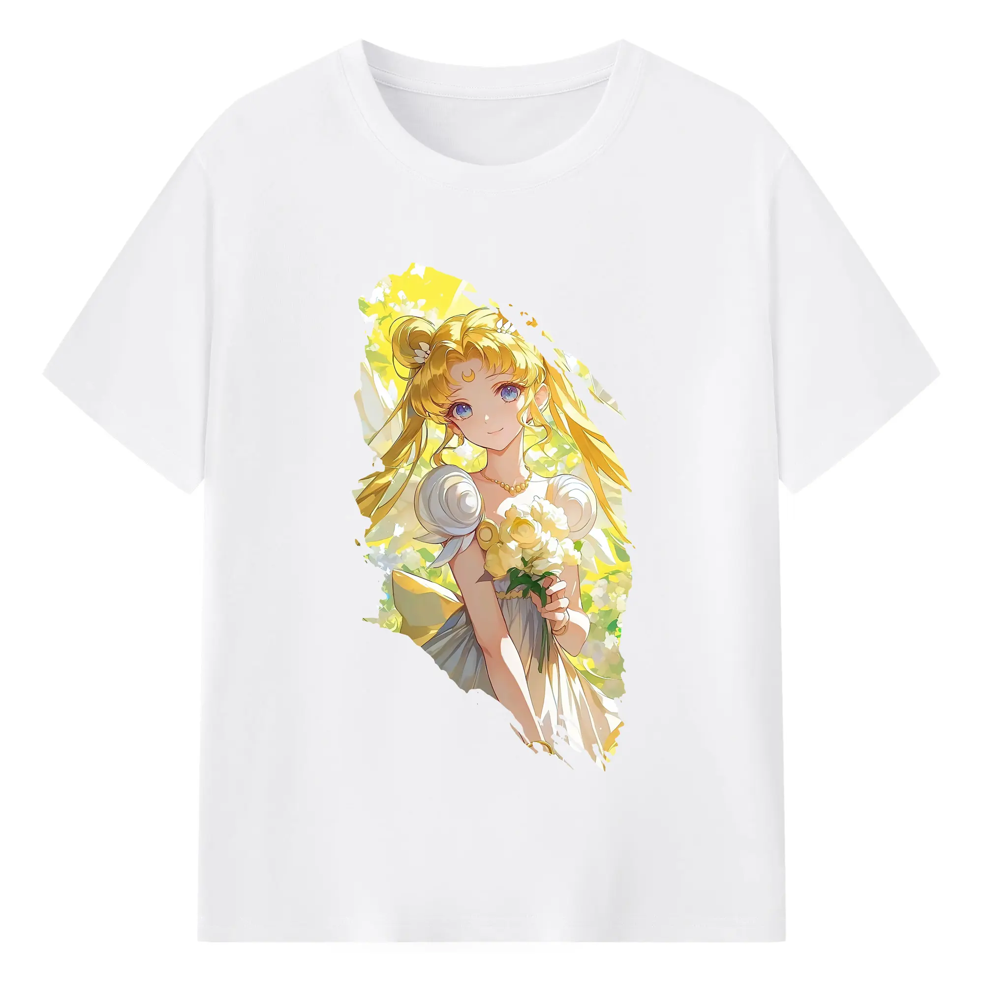 美少女戦士セーラームーン グッズ 月野 うさぎ - 綿100％ 半袖Tシャツ ・ フロントプリント ・ 快適 通気性 ・ 日常使い 散歩 スポーツ用