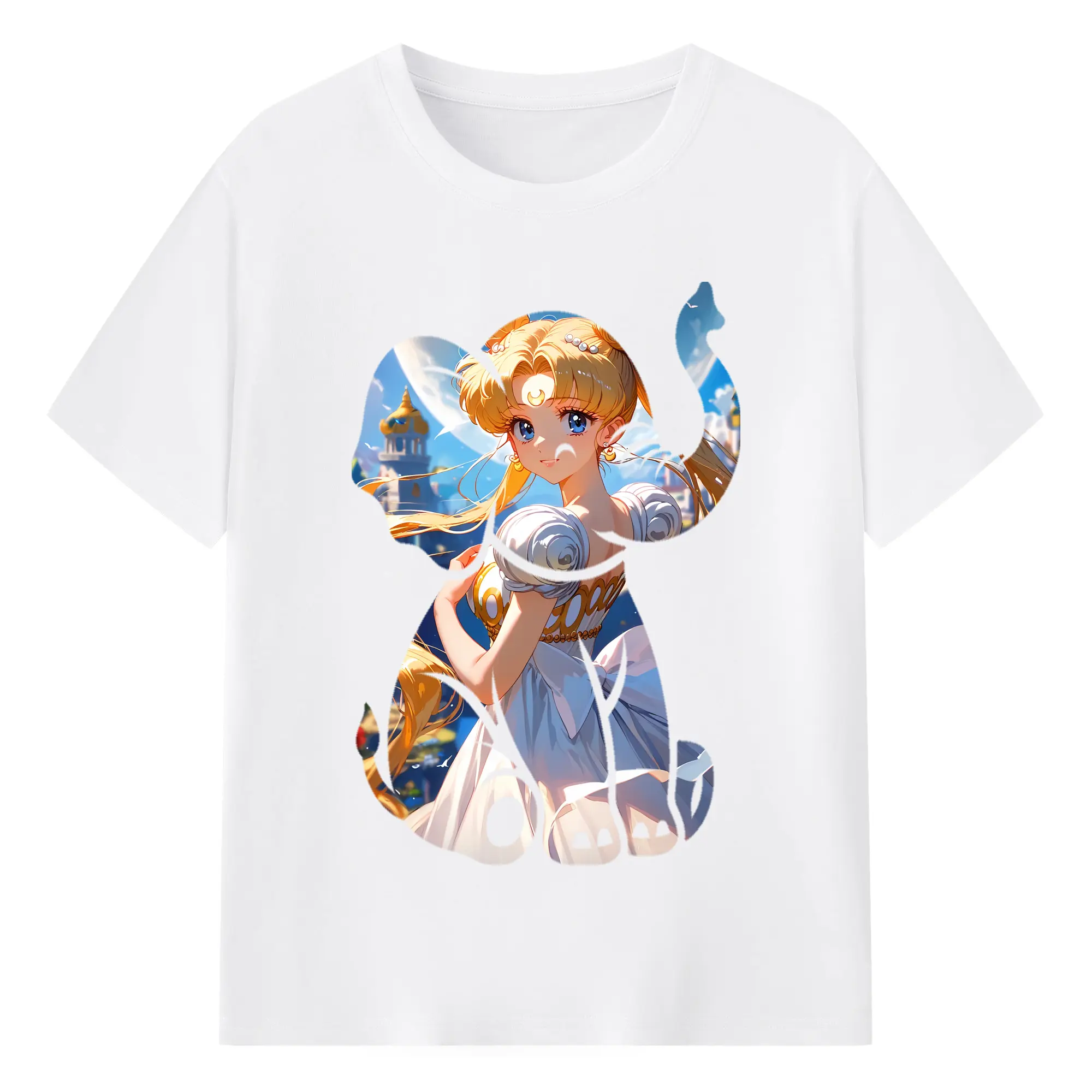 美少女戦士セーラームーン グッズ 月野 うさぎ - 綿100％ 半袖Tシャツ ・ フロントプリント ・ 快適 通気性 ・ 日常使い 散歩 スポーツ用