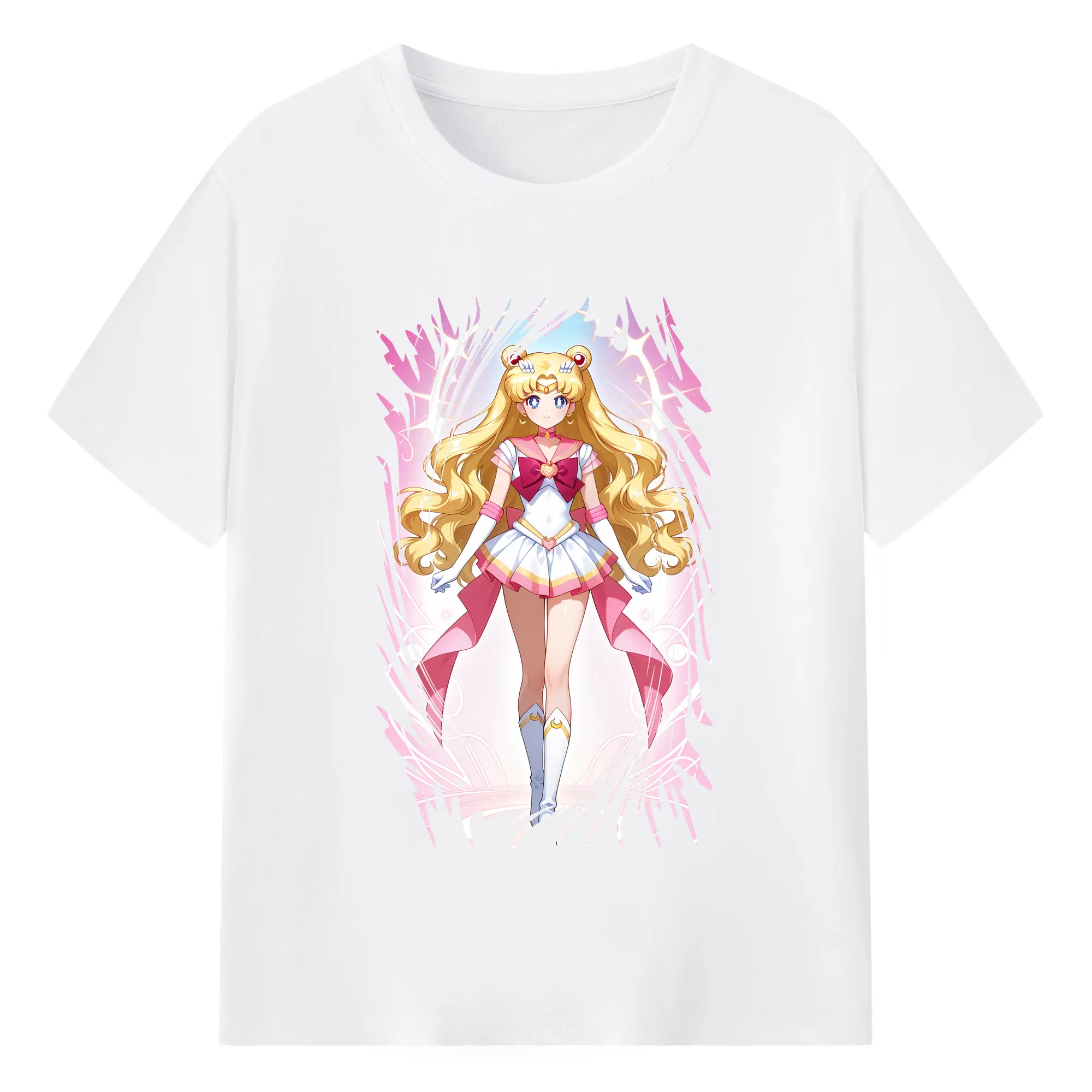 美少女戦士セーラームーン グッズ 月野 うさぎ - 綿100％ 半袖Tシャツ ・ フロントプリント ・ 快適 通気性 ・ 日常使い 散歩 スポーツ用