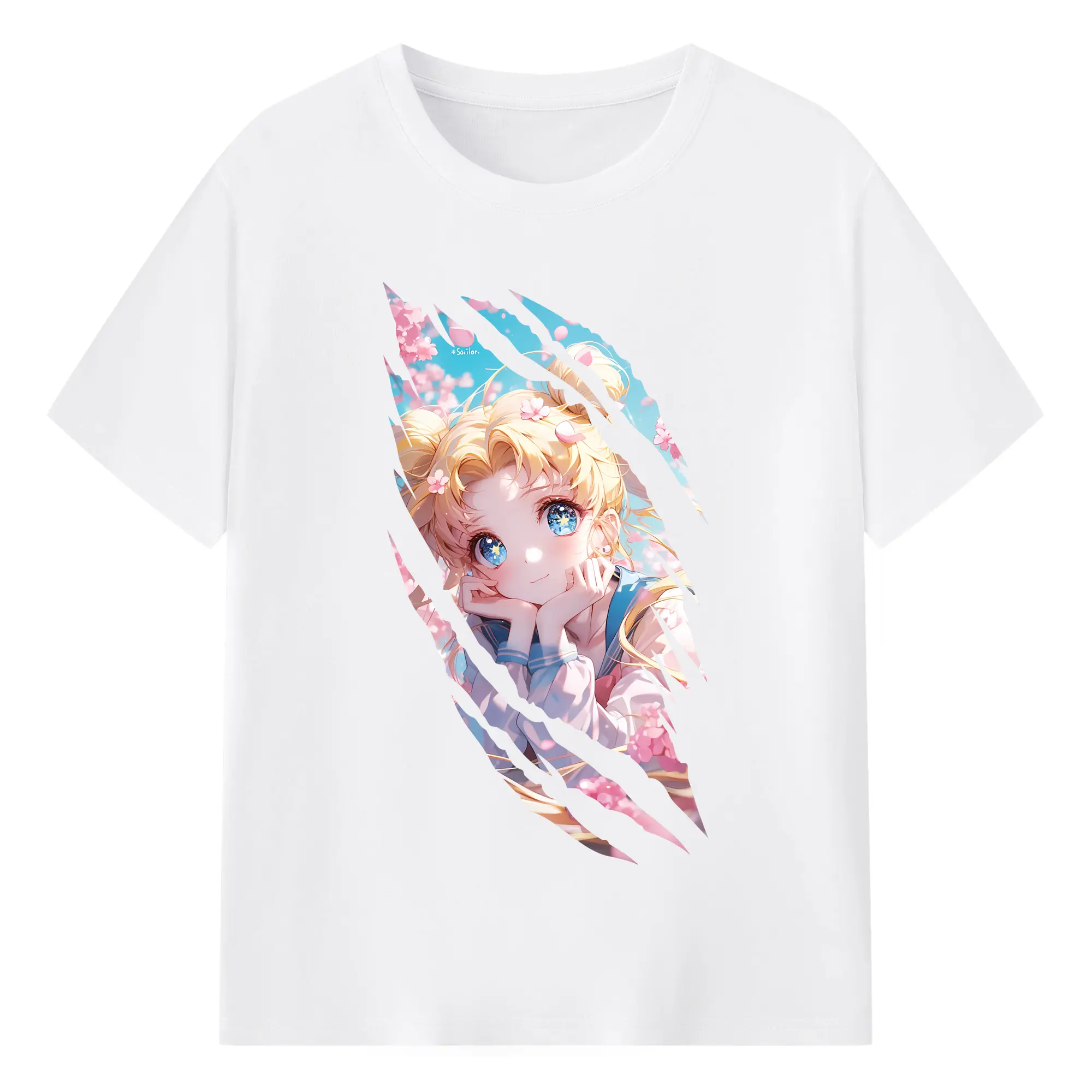 美少女戦士セーラームーン グッズ 月野 うさぎ - 綿100％ 半袖Tシャツ ・ フロントプリント ・ 快適 通気性 ・ 日常使い 散歩 スポーツ用
