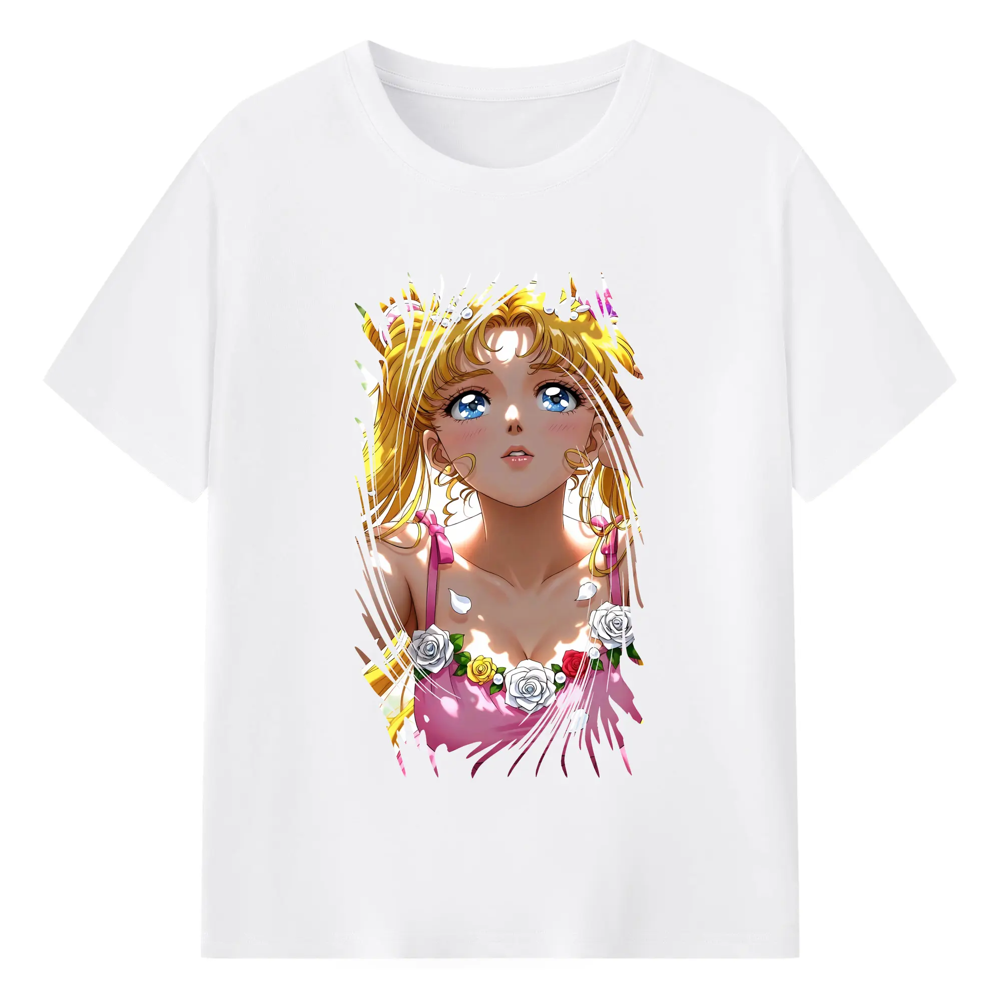 美少女戦士セーラームーン グッズ 月野 うさぎ - 綿100％ 半袖Tシャツ ・ フロントプリント ・ 快適 通気性 ・ 日常使い 散歩 スポーツ用
