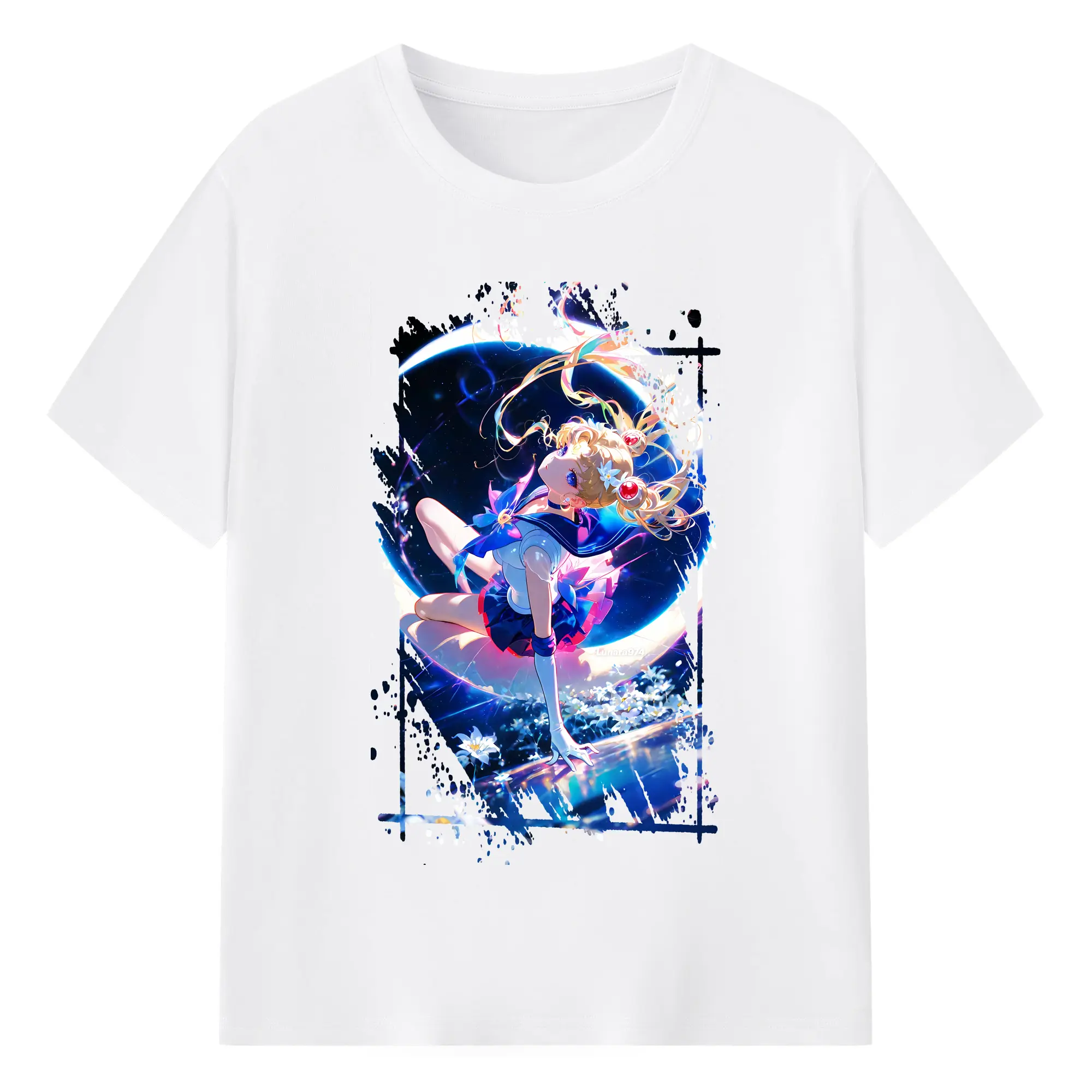 美少女戦士セーラームーン グッズ 月野 うさぎ - 綿100％ 半袖Tシャツ ・ フロントプリント ・ 快適 通気性 ・ 日常使い 散歩 スポーツ用