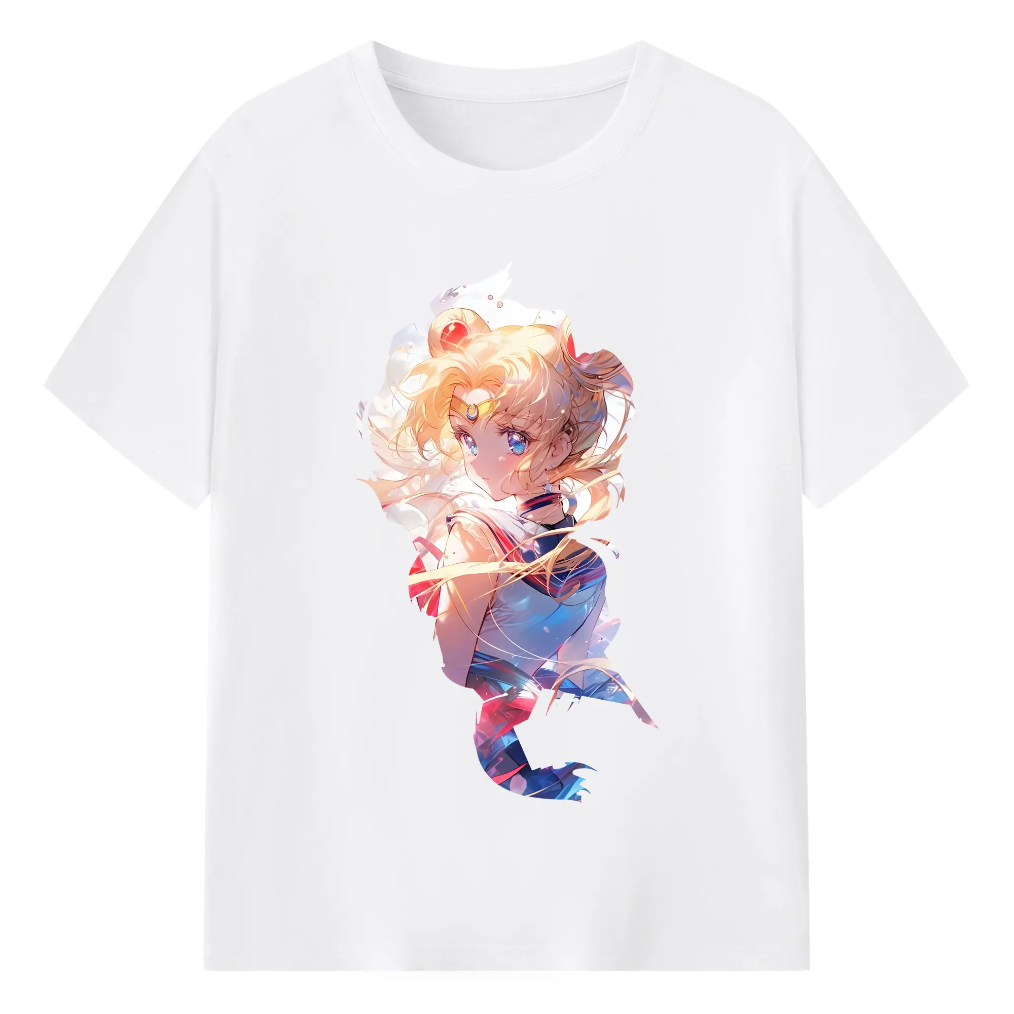 美少女戦士セーラームーン グッズ 月野 うさぎ - 綿100％ 半袖Tシャツ ・ フロントプリント ・ 快適 通気性 ・ 日常使い 散歩 スポーツ用