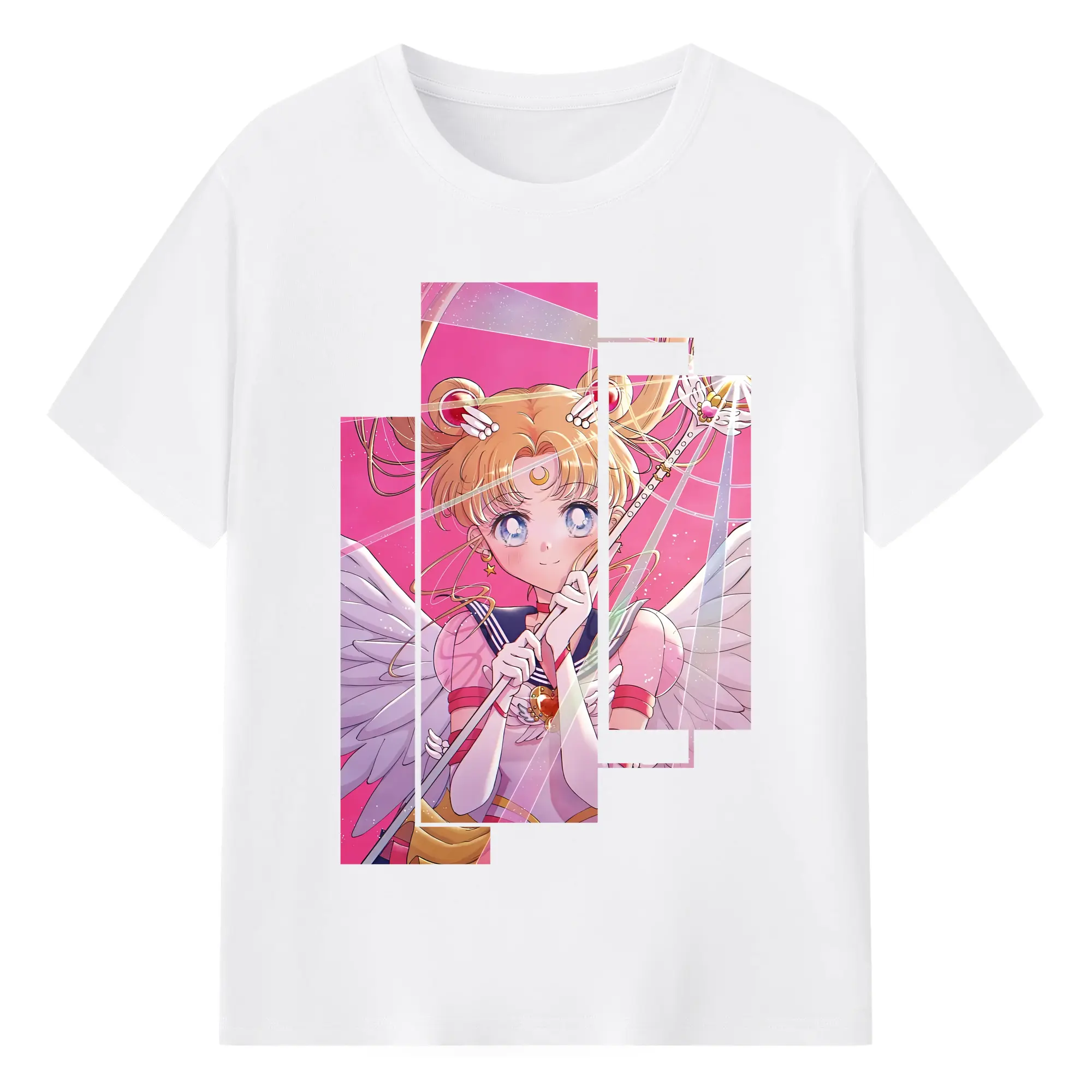美少女戦士セーラームーン グッズ 月野 うさぎ - 綿100％ 半袖Tシャツ ・ フロントプリント ・ 快適 通気性 ・ 日常使い 散歩 スポーツ用