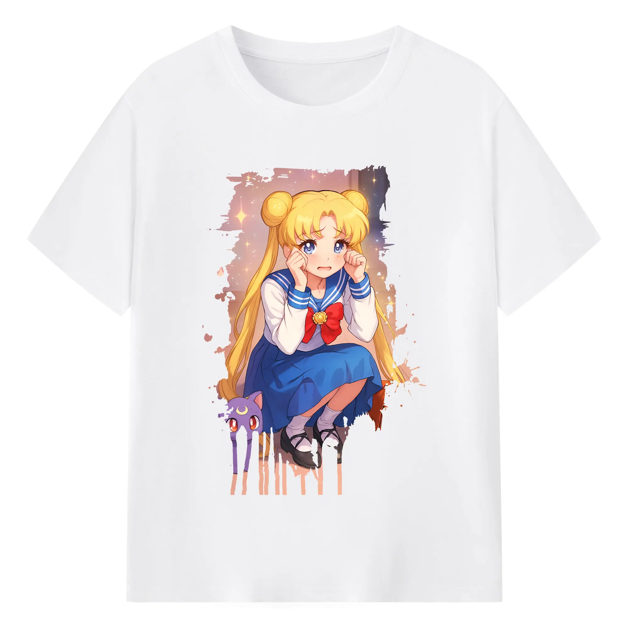 美少女戦士セーラームーン グッズ 月野 うさぎ - 綿100％ 半袖Tシャツ ・ フロントプリント ・ 快適 通気性 ・ 日常使い 散歩 スポーツ用