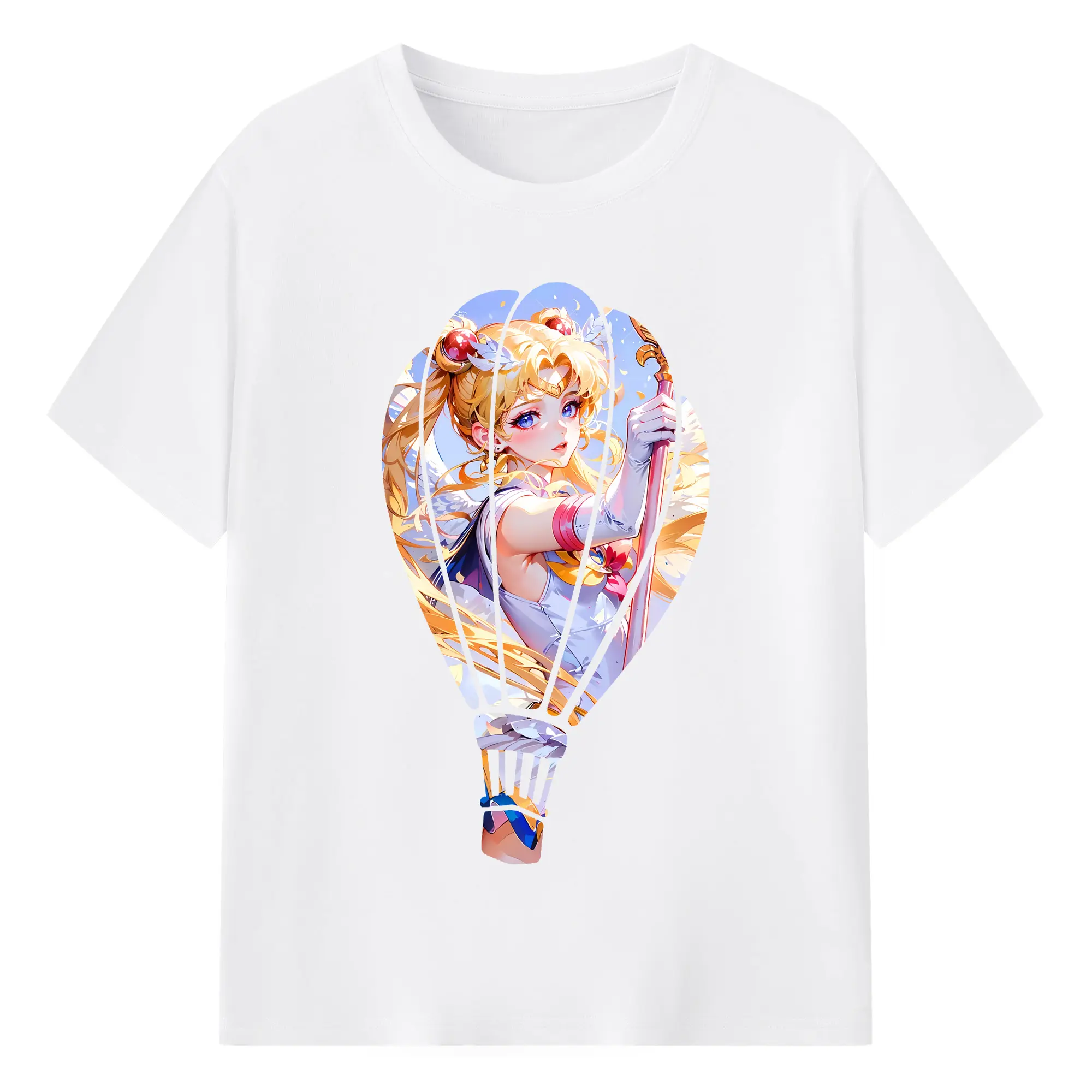 美少女戦士セーラームーン グッズ 月野 うさぎ - 綿100％ 半袖Tシャツ ・ フロントプリント ・ 快適 通気性 ・ 日常使い 散歩 スポーツ用