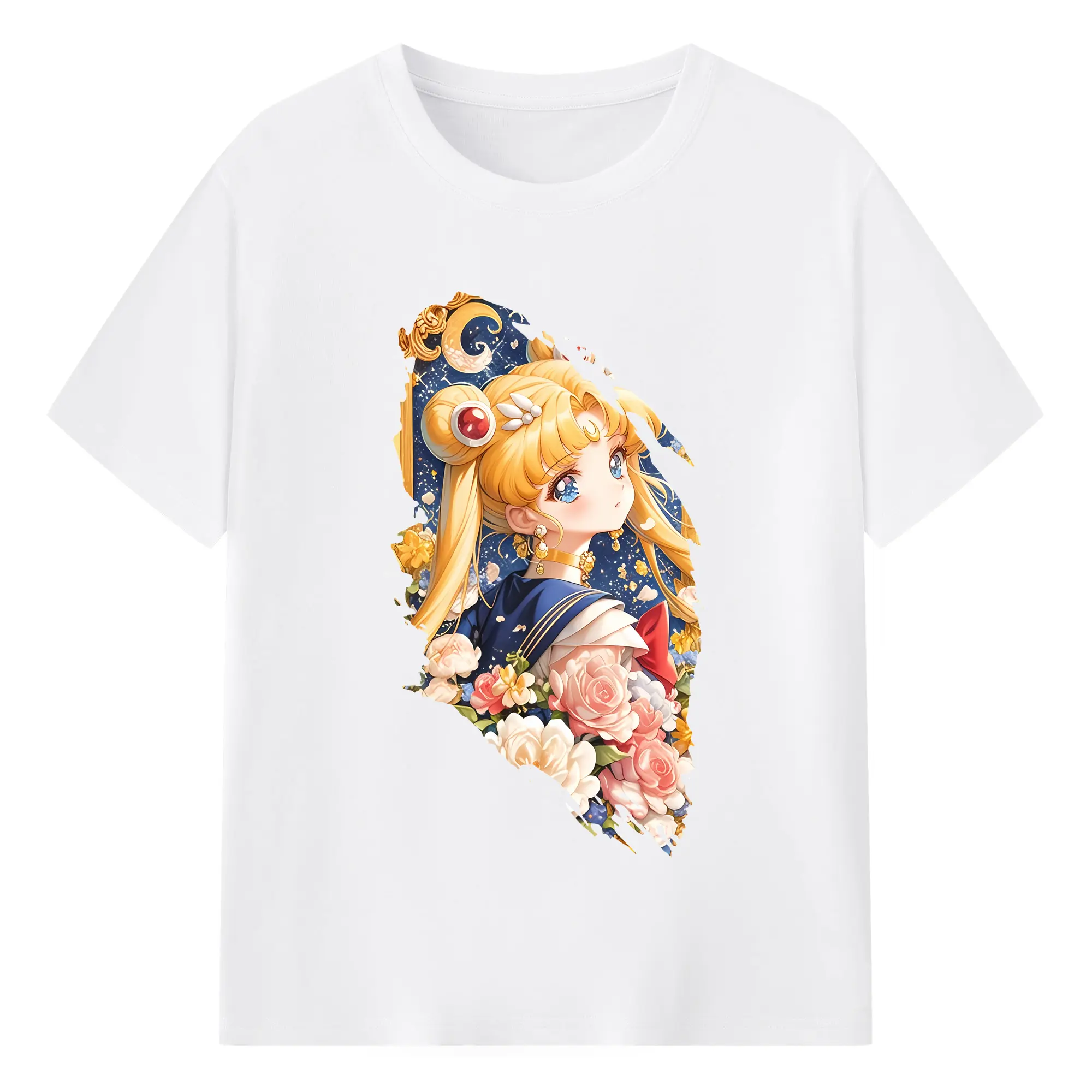 美少女戦士セーラームーン グッズ 月野 うさぎ - 綿100％ 半袖Tシャツ ・ フロントプリント ・ 快適 通気性 ・ 日常使い 散歩 スポーツ用
