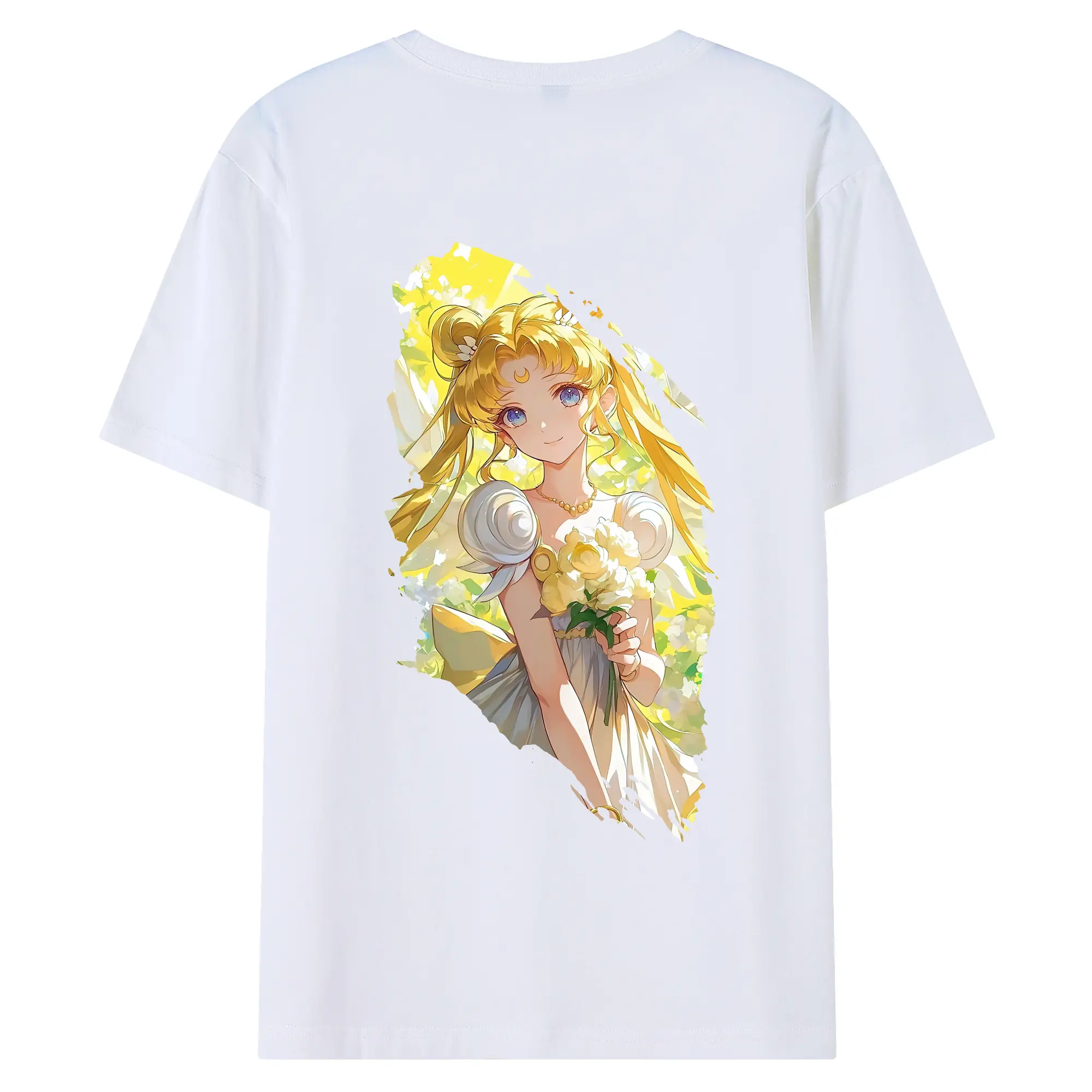 美少女戦士セーラームーン グッズ 月野 うさぎ - 綿100％ 半袖Tシャツ ・ バックプリント ・ 快適 通気性 ・ 日常使い 散歩 スポーツ用