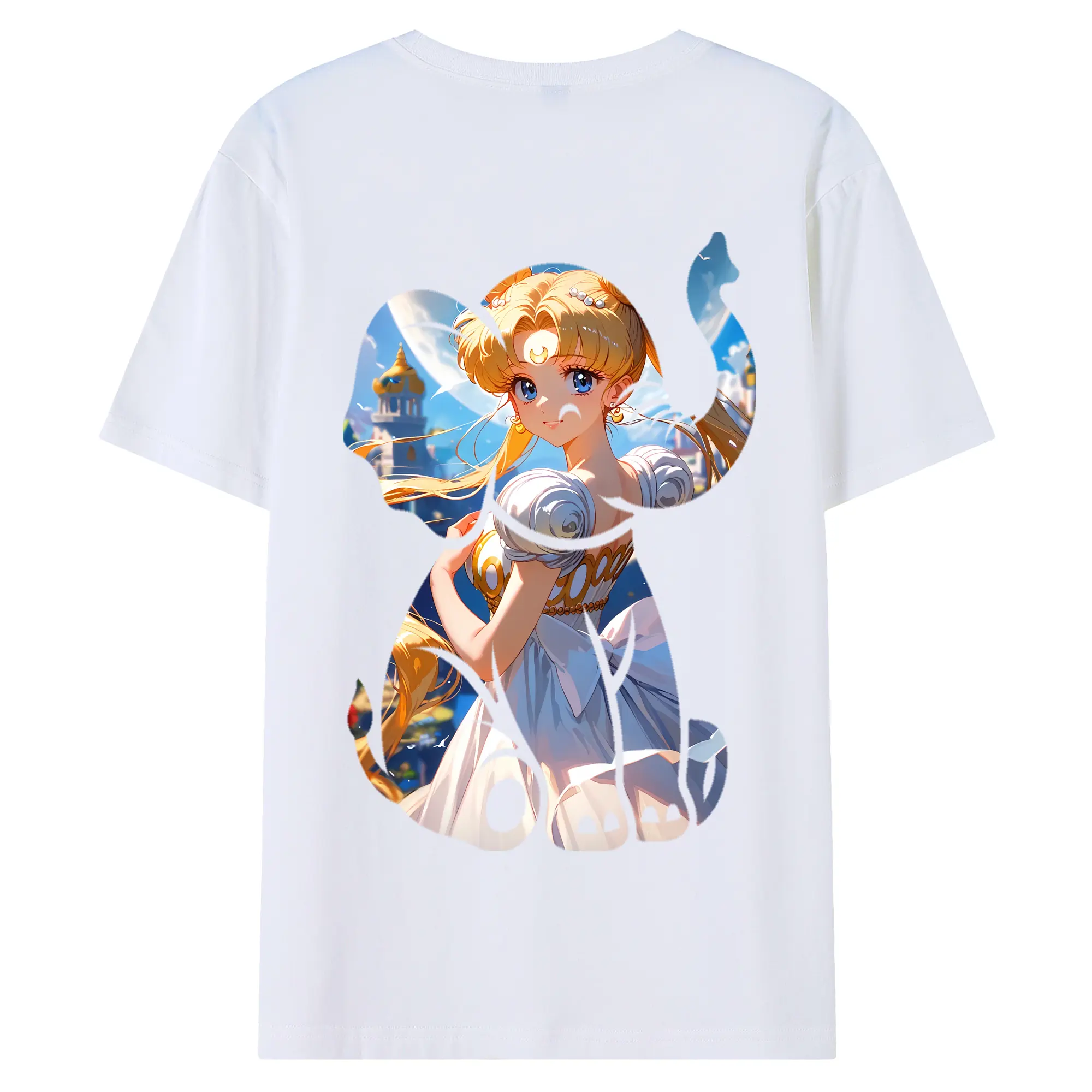 美少女戦士セーラームーン グッズ 月野 うさぎ - 綿100％ 半袖Tシャツ ・ バックプリント ・ 快適 通気性 ・ 日常使い 散歩 スポーツ用