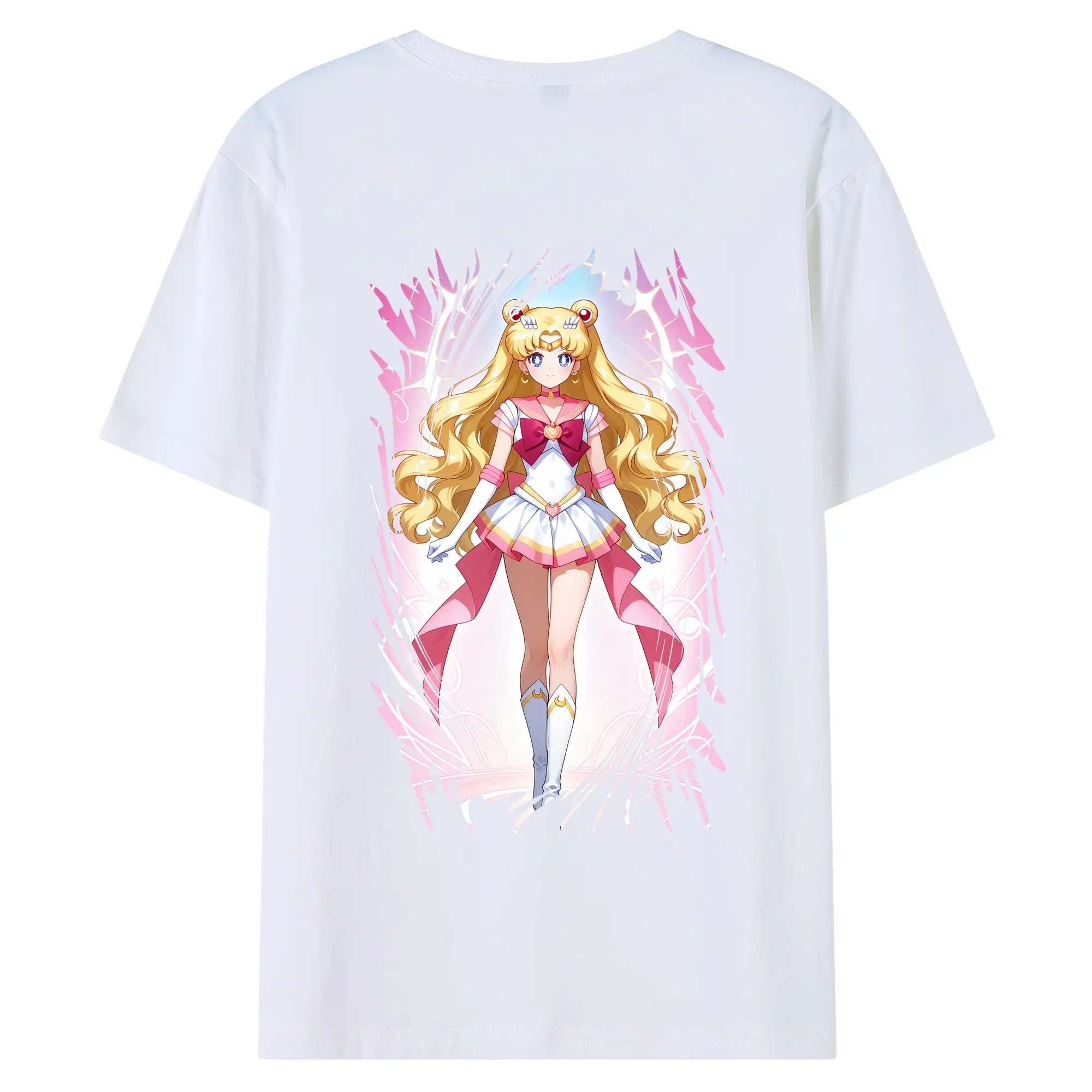 美少女戦士セーラームーン グッズ 月野 うさぎ - 綿100％ 半袖Tシャツ ・ バックプリント ・ 快適 通気性 ・ 日常使い 散歩 スポーツ用