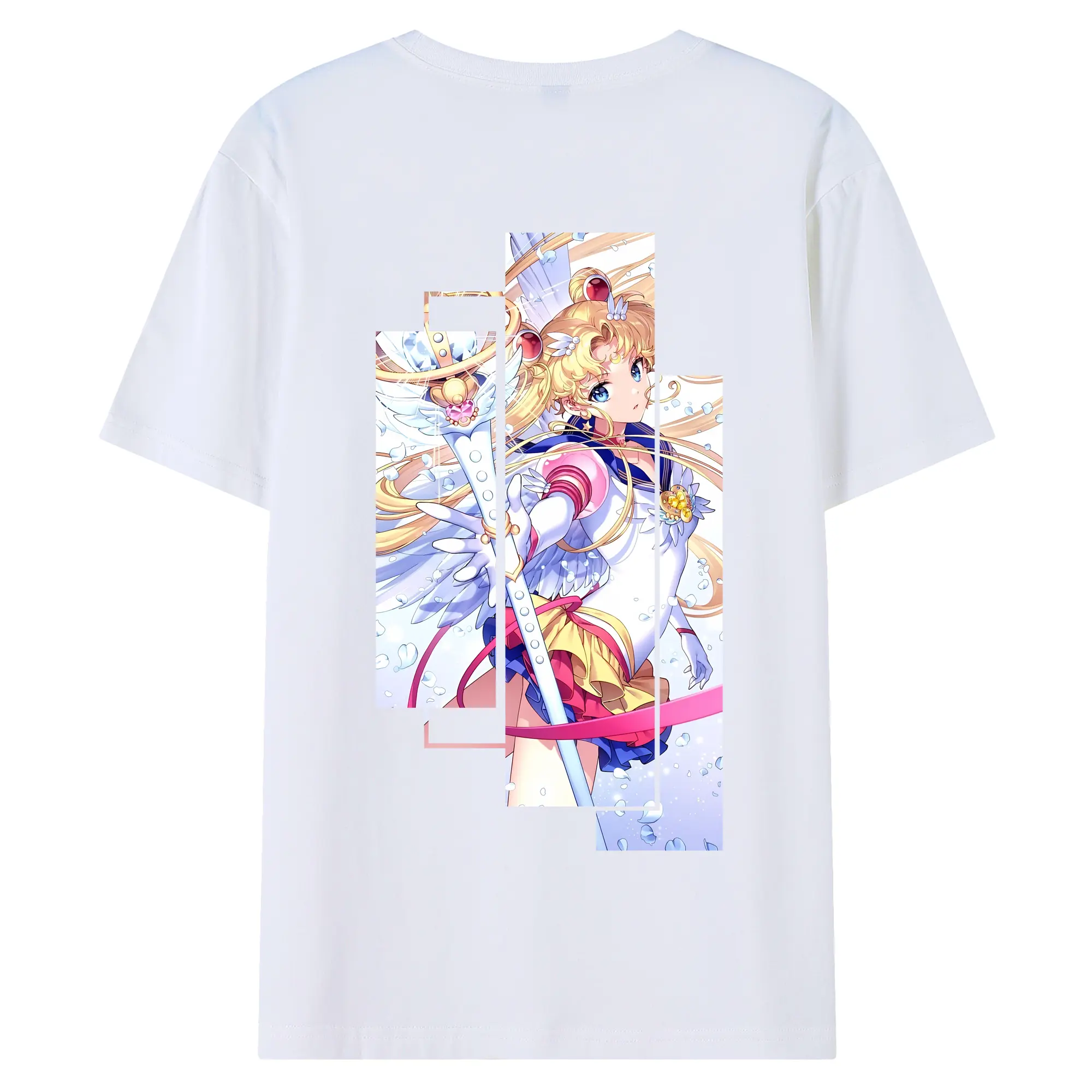美少女戦士セーラームーン グッズ 月野 うさぎ - 綿100％ 半袖Tシャツ ・ バックプリント ・ 快適 通気性 ・ 日常使い 散歩 スポーツ用