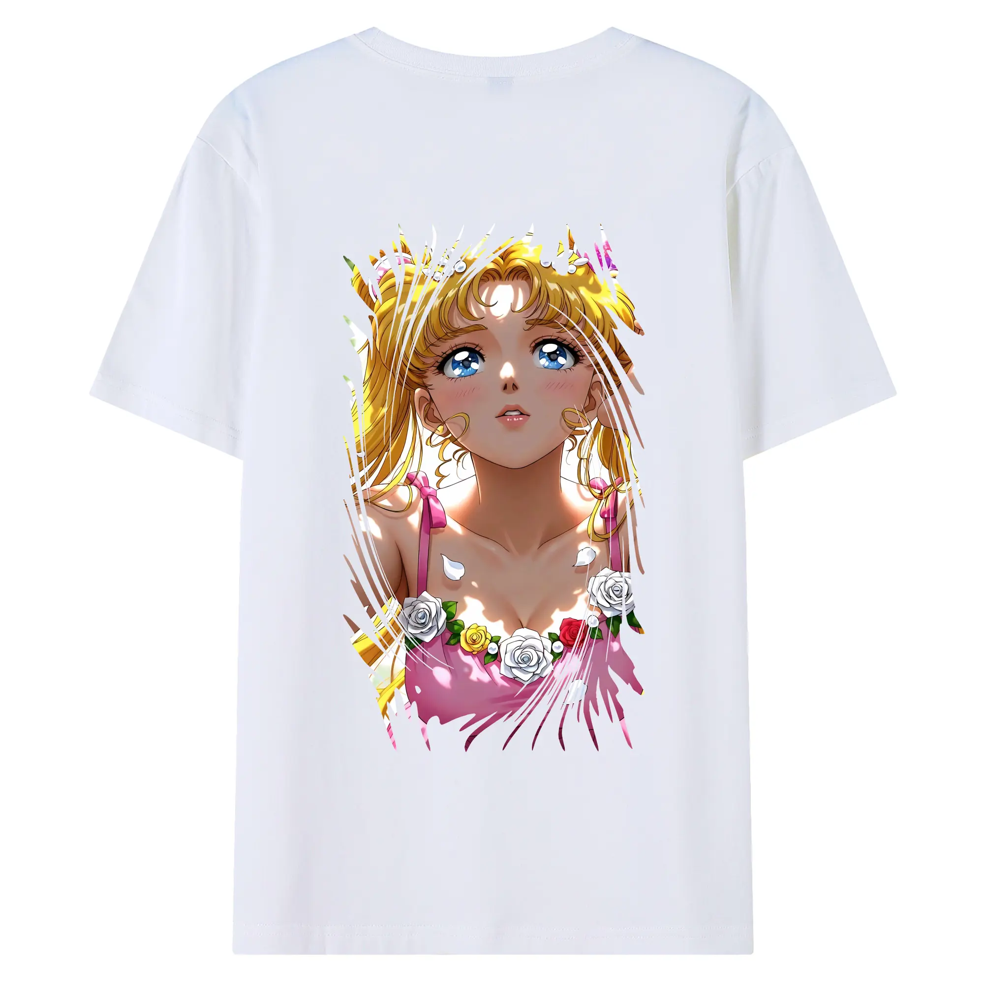 美少女戦士セーラームーン グッズ 月野 うさぎ - 綿100％ 半袖Tシャツ ・ バックプリント ・ 快適 通気性 ・ 日常使い 散歩 スポーツ用