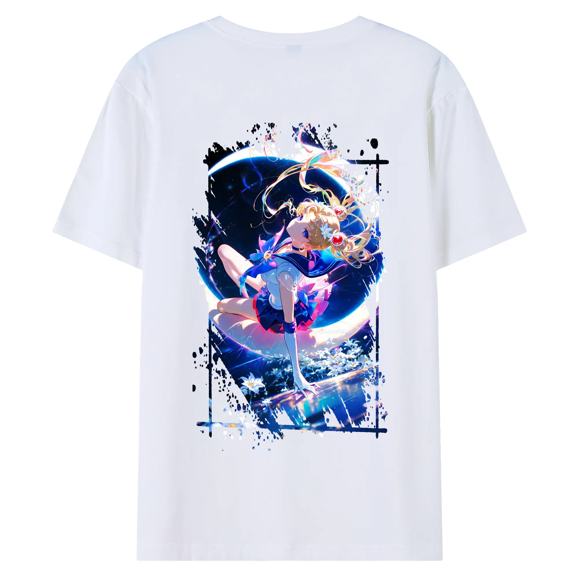 美少女戦士セーラームーン グッズ 月野 うさぎ - 綿100％ 半袖Tシャツ ・ バックプリント ・ 快適 通気性 ・ 日常使い 散歩 スポーツ用