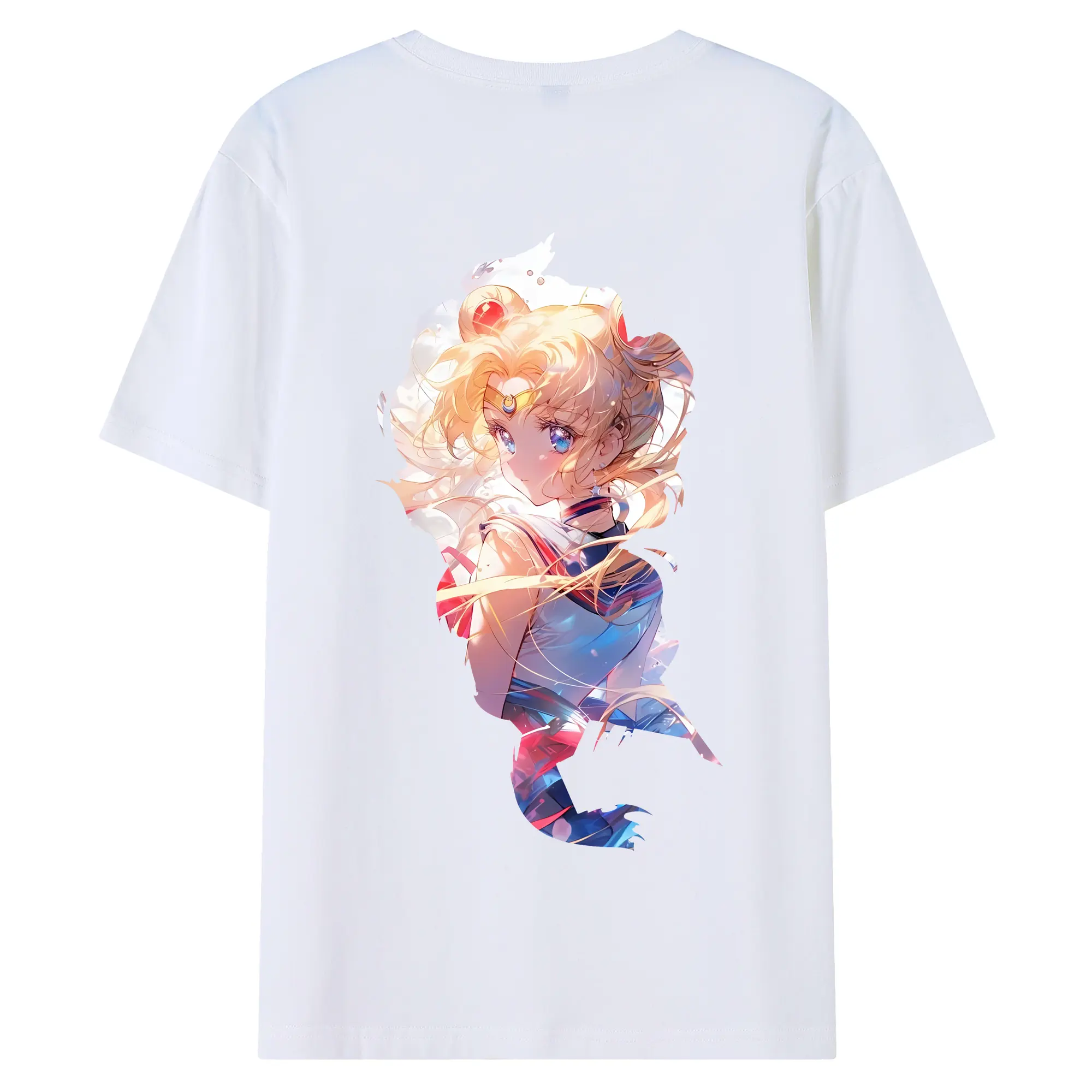 美少女戦士セーラームーン グッズ 月野 うさぎ - 綿100％ 半袖Tシャツ ・ バックプリント ・ 快適 通気性 ・ 日常使い 散歩 スポーツ用