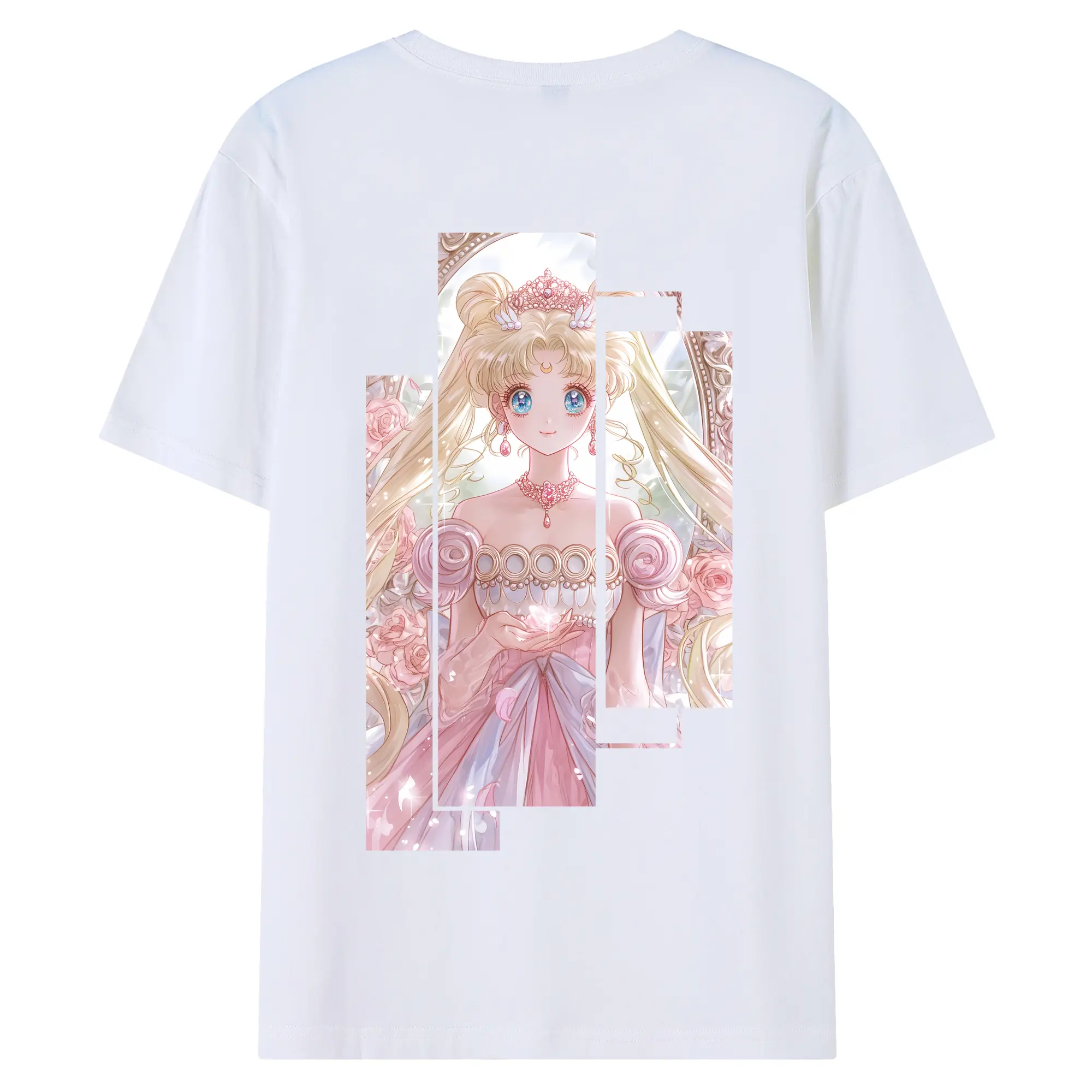 美少女戦士セーラームーン グッズ 月野 うさぎ - 綿100％ 半袖Tシャツ ・ バックプリント ・ 快適 通気性 ・ 日常使い 散歩 スポーツ用