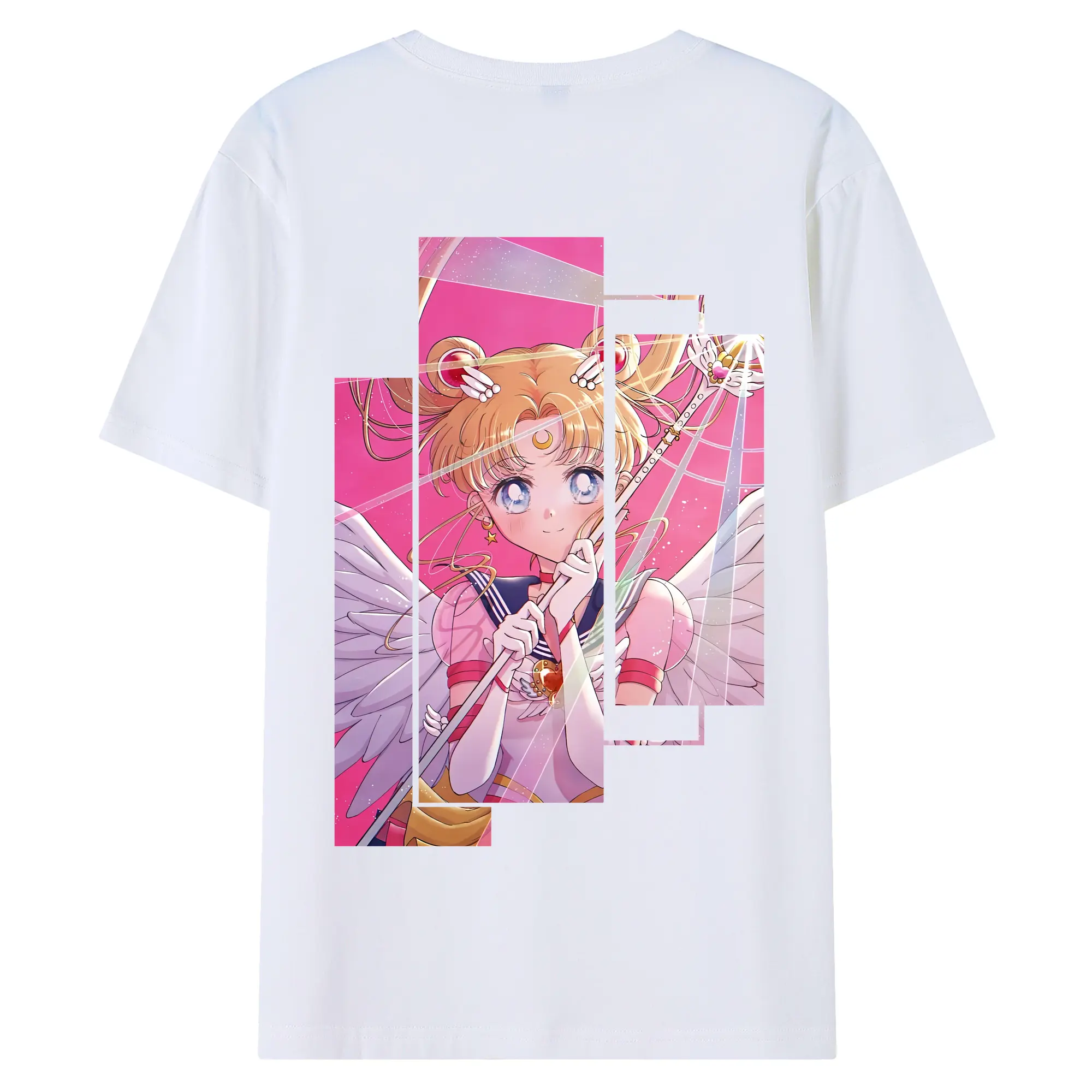 美少女戦士セーラームーン グッズ 月野 うさぎ - 綿100％ 半袖Tシャツ ・ バックプリント ・ 快適 通気性 ・ 日常使い 散歩 スポーツ用