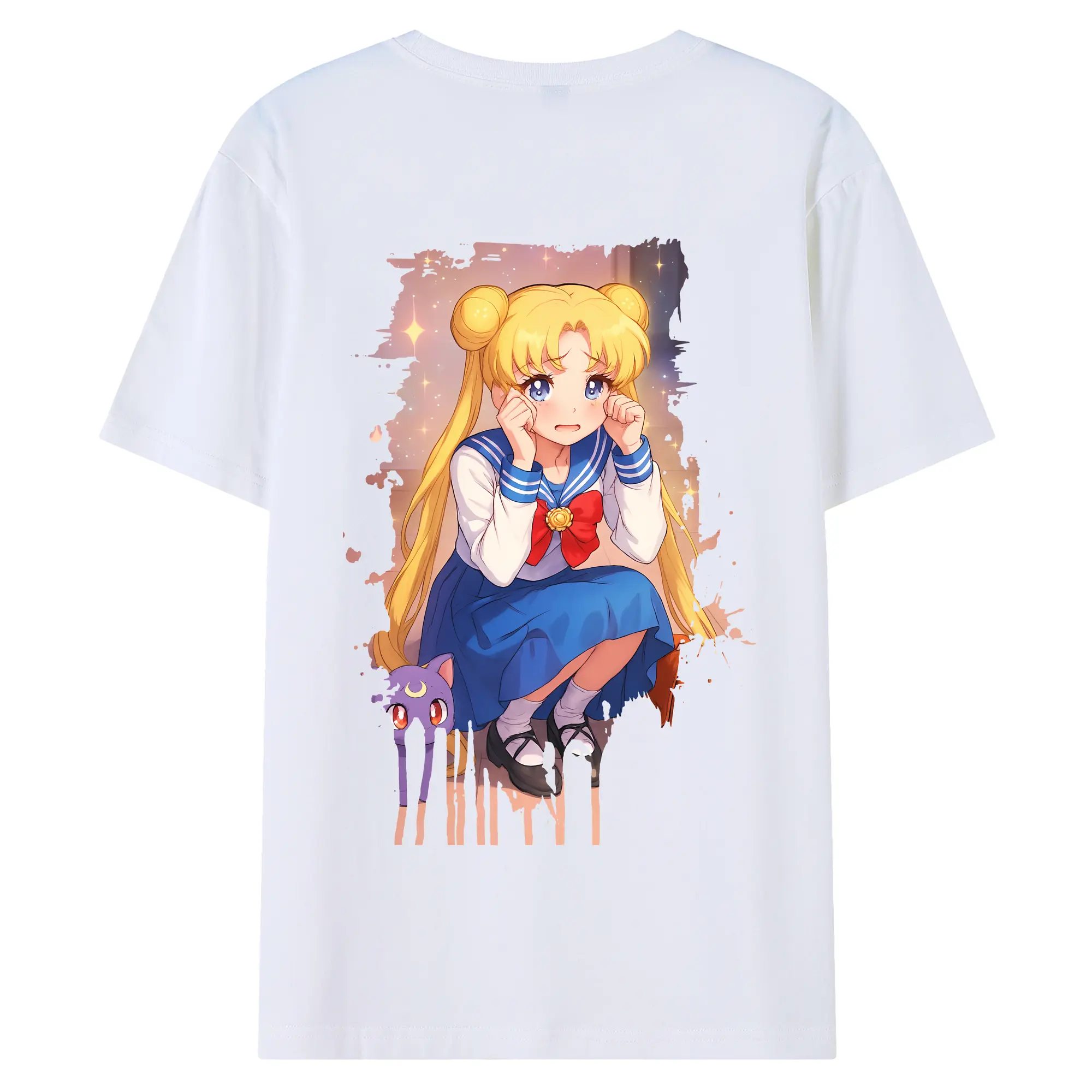 美少女戦士セーラームーン グッズ 月野 うさぎ - 綿100％ 半袖Tシャツ ・ バックプリント ・ 快適 通気性 ・ 日常使い 散歩 スポーツ用