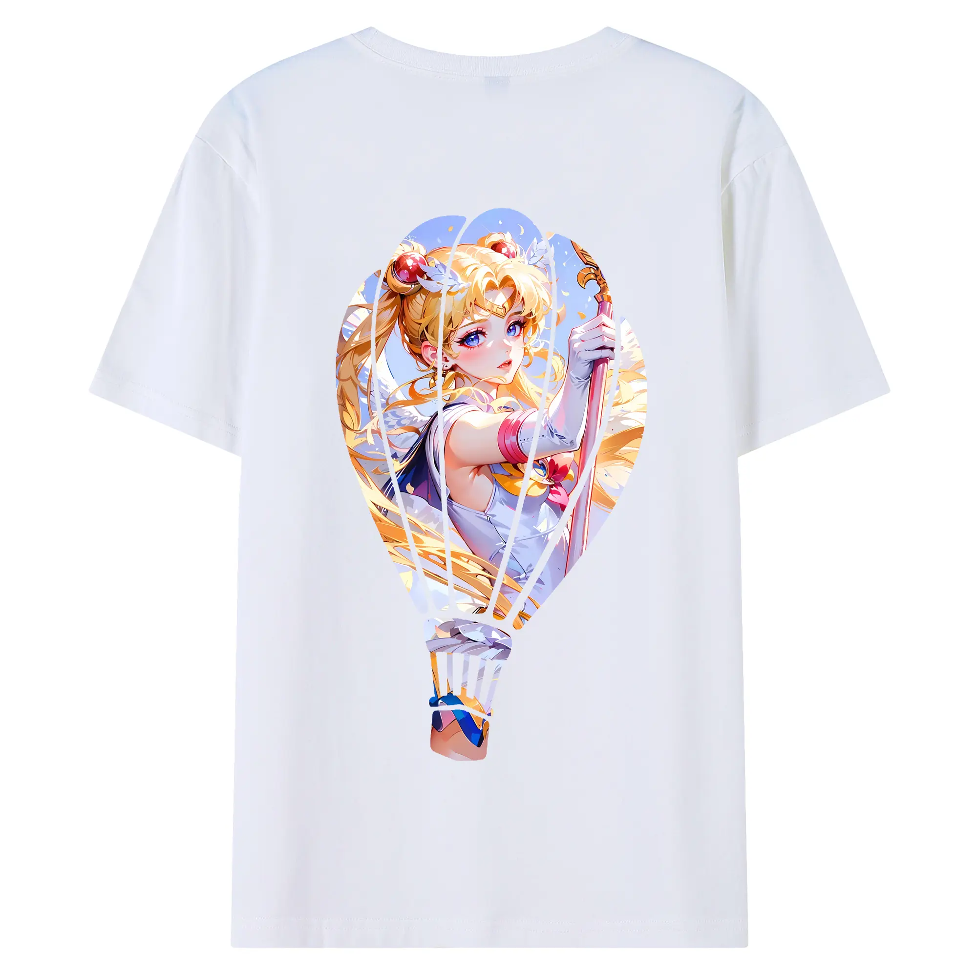 美少女戦士セーラームーン グッズ 月野 うさぎ - 綿100％ 半袖Tシャツ ・ バックプリント ・ 快適 通気性 ・ 日常使い 散歩 スポーツ用