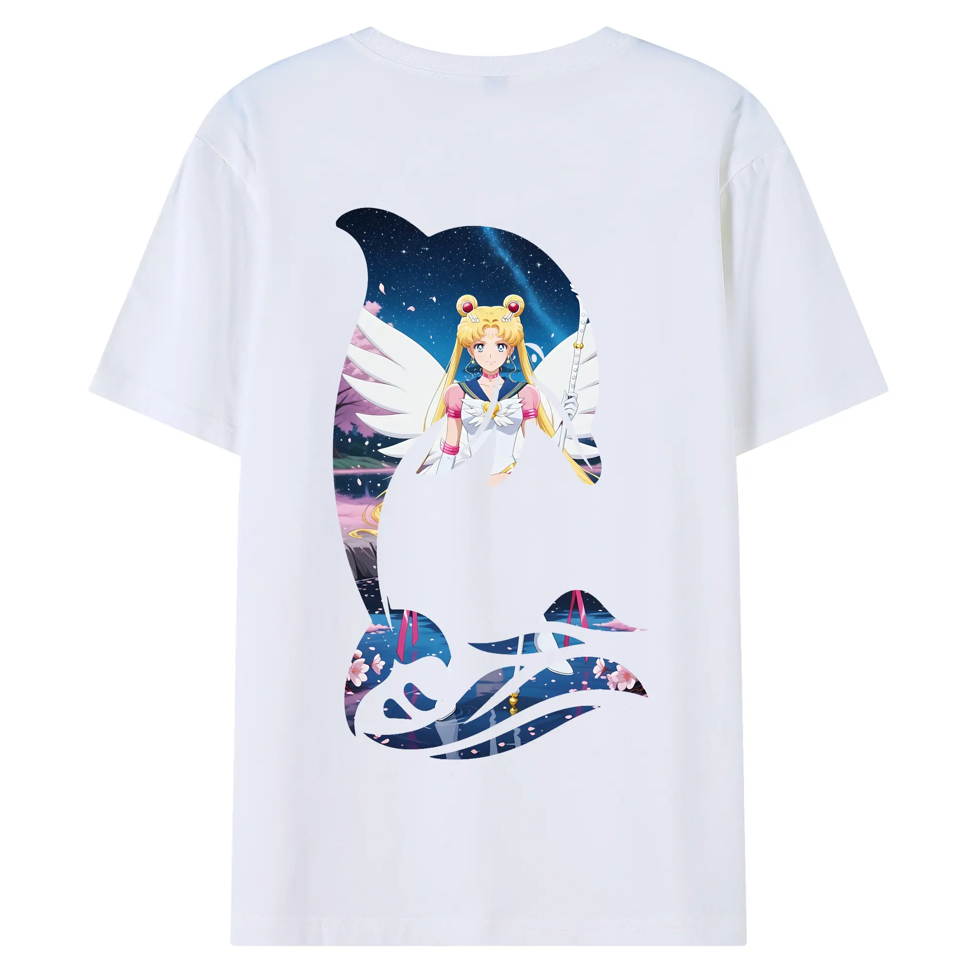美少女戦士セーラームーン グッズ 月野 うさぎ - 綿100％ 半袖Tシャツ ・ バックプリント ・ 快適 通気性 ・ 日常使い 散歩 スポーツ用