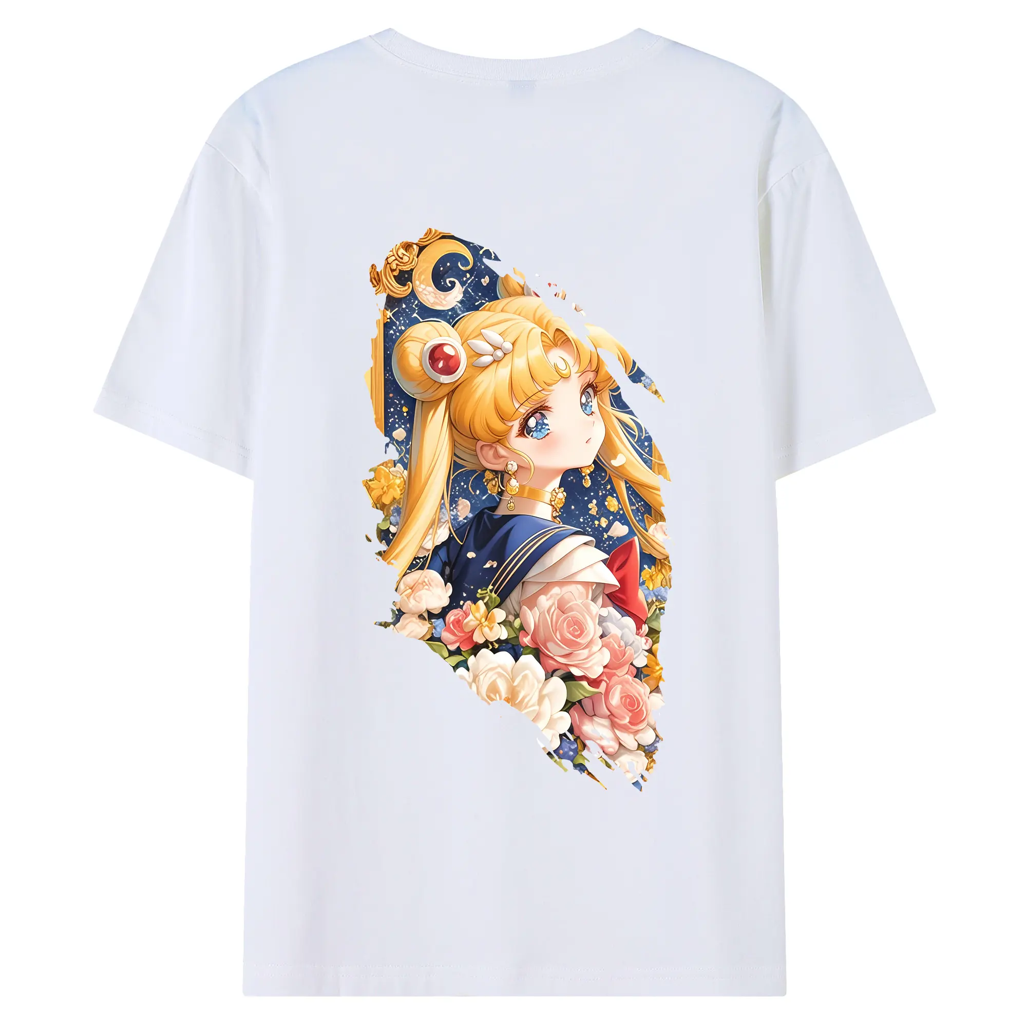 美少女戦士セーラームーン グッズ 月野 うさぎ - 綿100％ 半袖Tシャツ ・ バックプリント ・ 快適 通気性 ・ 日常使い 散歩 スポーツ用
