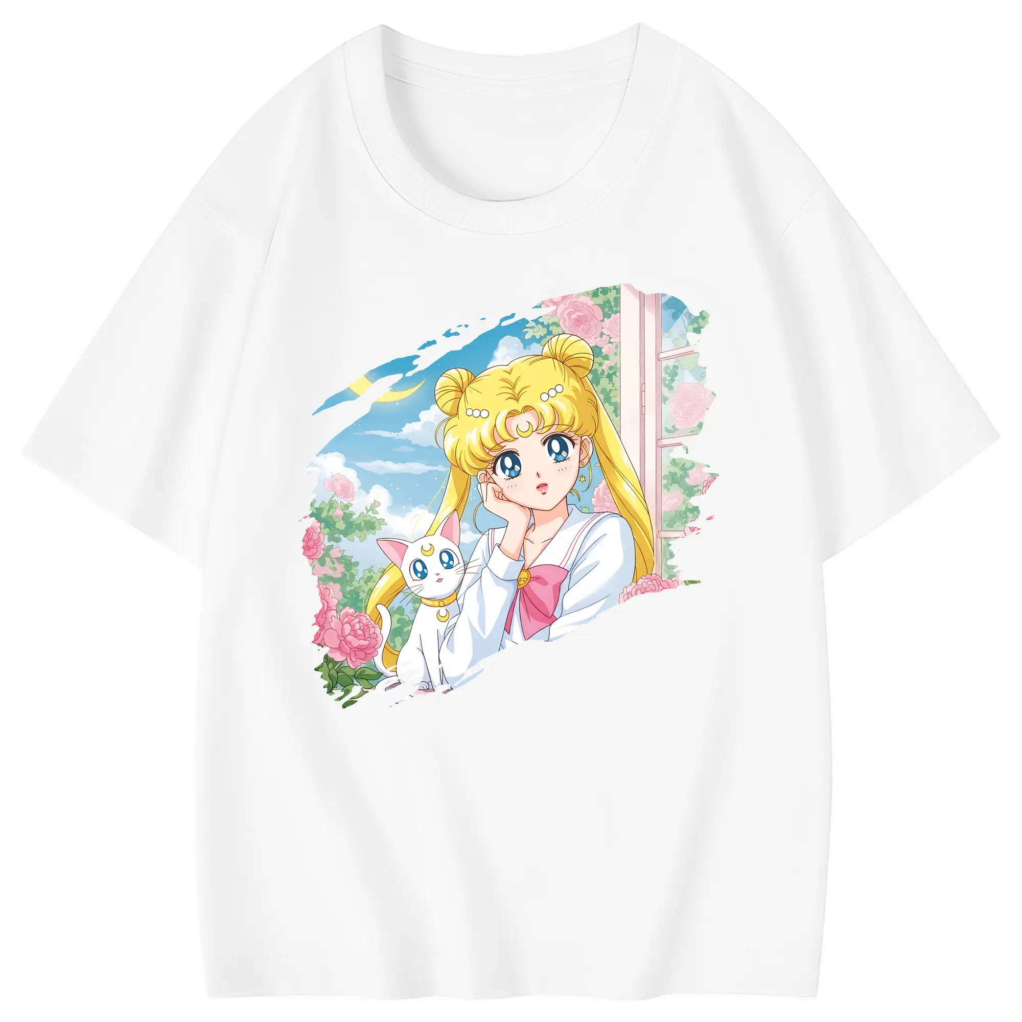 美少女戦士セーラームーン グッズ 月野 うさぎ - 綿100％ キッズTシャツ ・ フロントプリント ・ 快適 通気性 ・ スポーツ カジュアル 散歩用