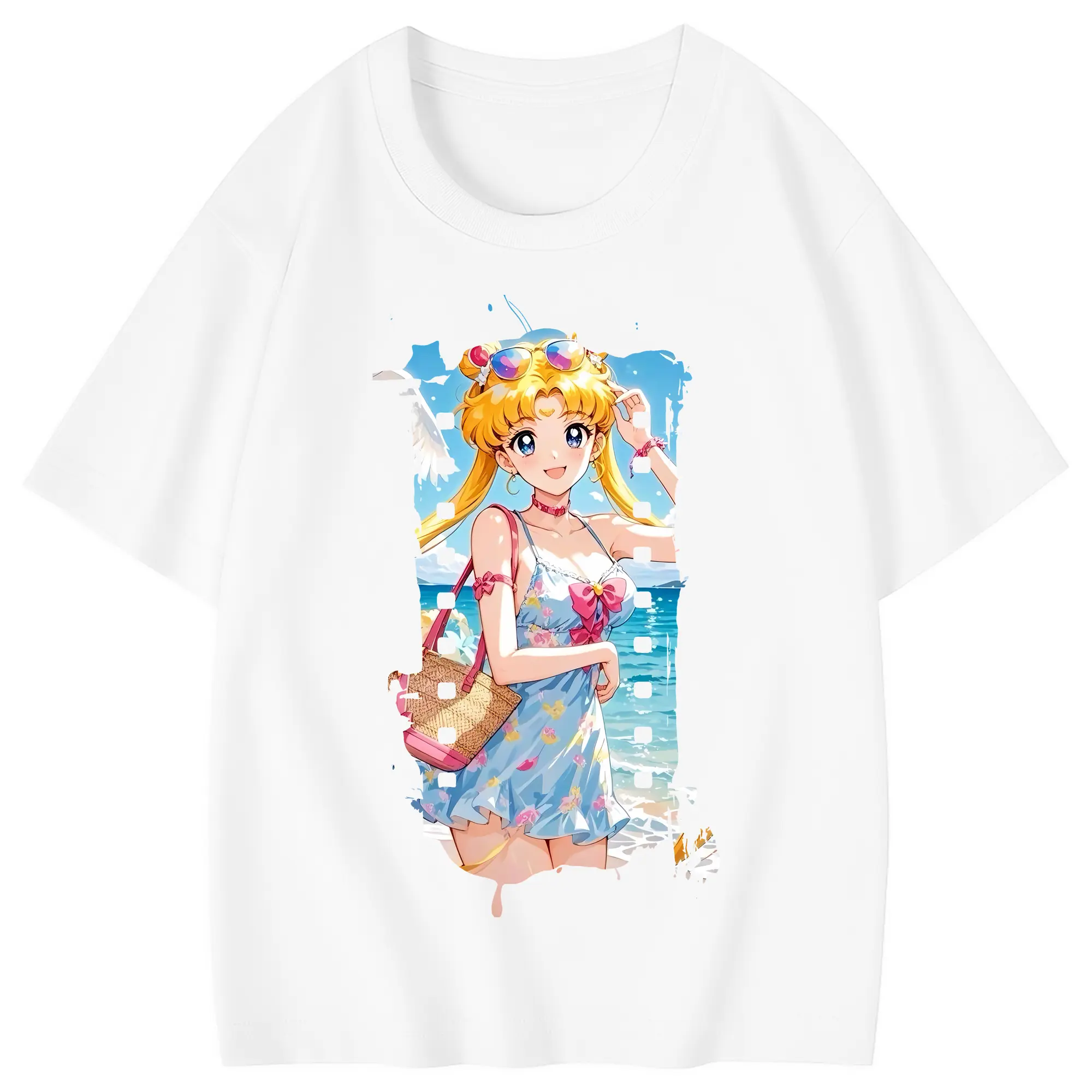 美少女戦士セーラームーン グッズ 月野 うさぎ - 綿100％ キッズTシャツ ・ フロントプリント ・ 快適 通気性 ・ スポーツ カジュアル 散歩用
