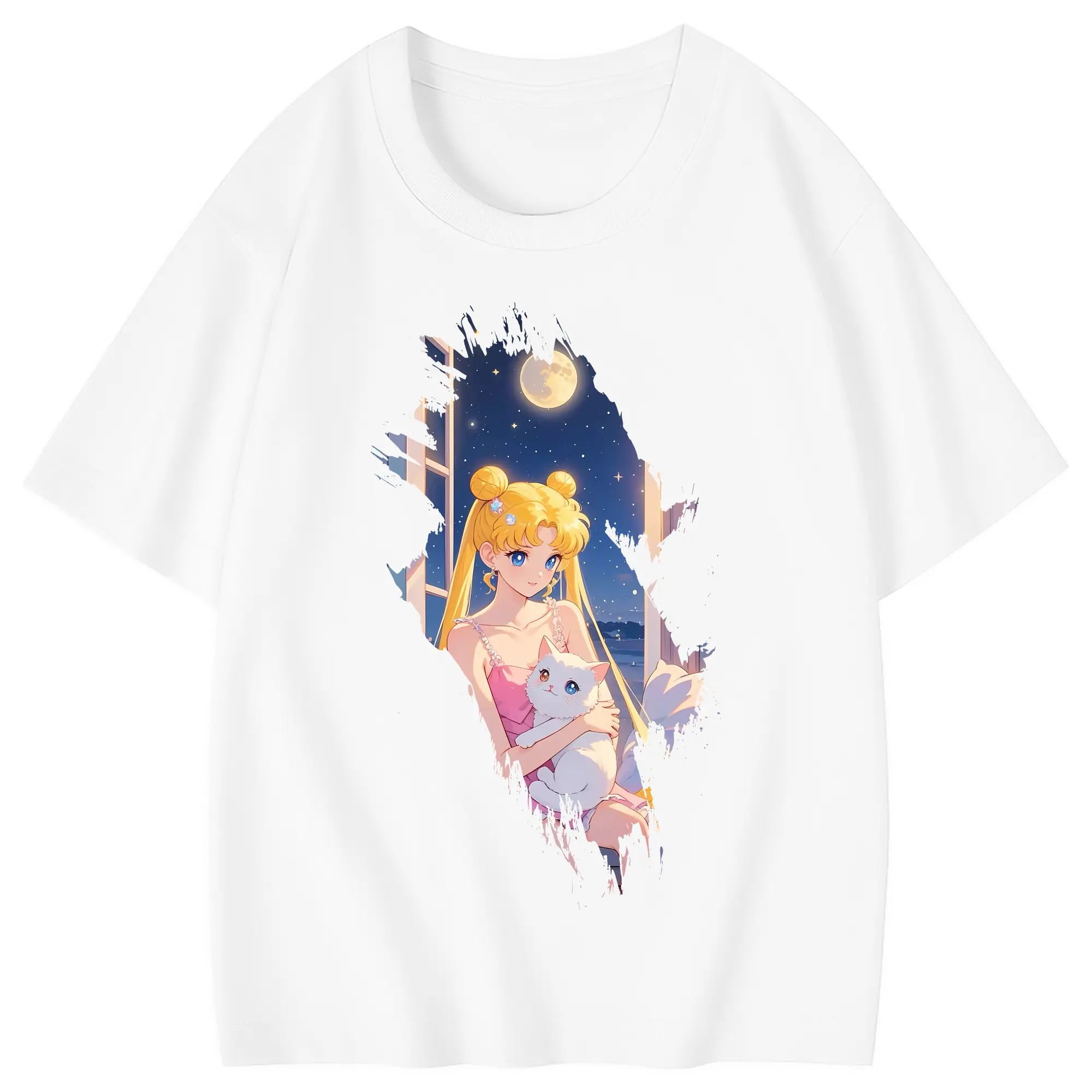 美少女戦士セーラームーン グッズ 月野 うさぎ - 綿100％ キッズTシャツ ・ フロントプリント ・ 快適 通気性 ・ スポーツ カジュアル 散歩用