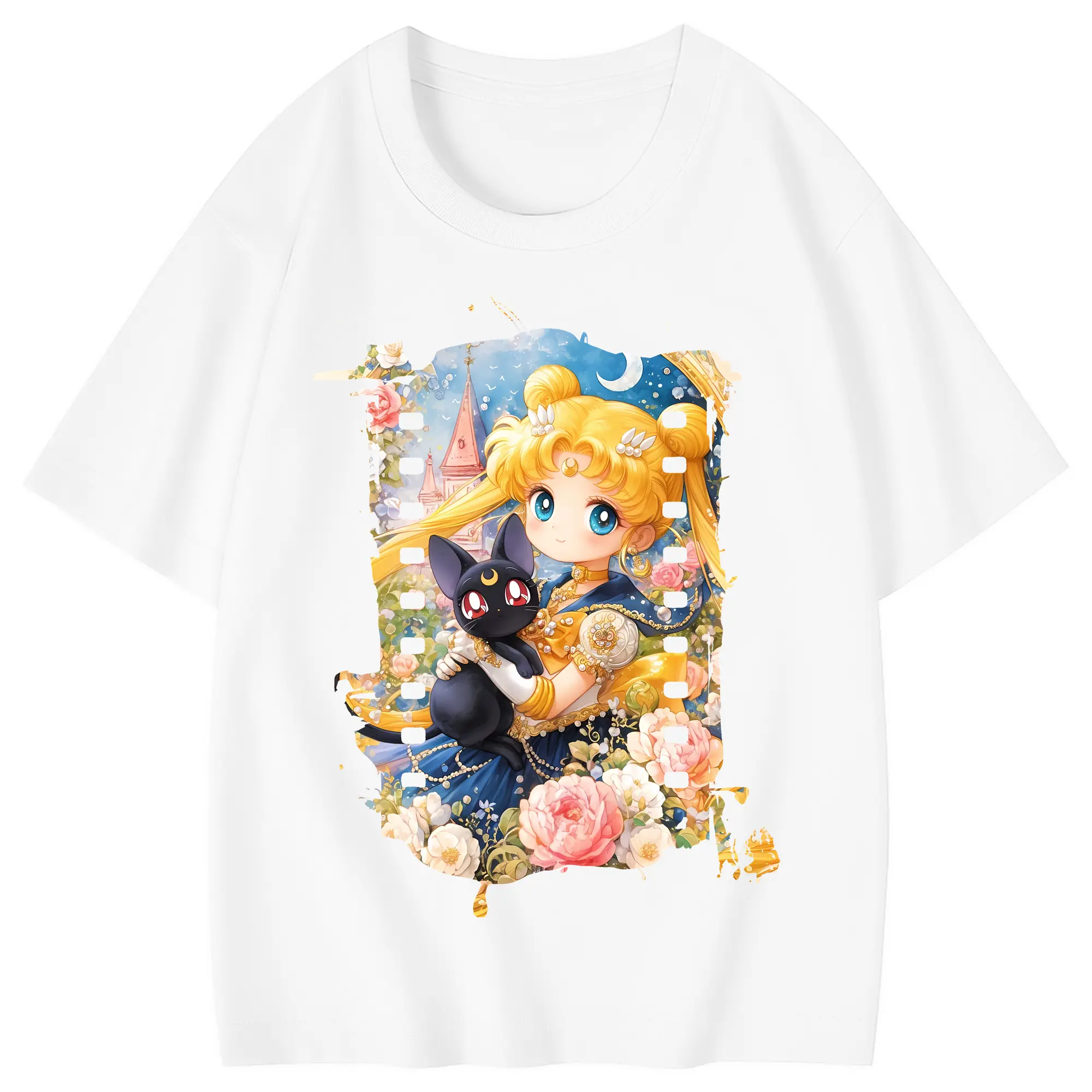 美少女戦士セーラームーン グッズ 月野 うさぎ - 綿100％ キッズTシャツ ・ フロントプリント ・ 快適 通気性 ・ スポーツ カジュアル 散歩用