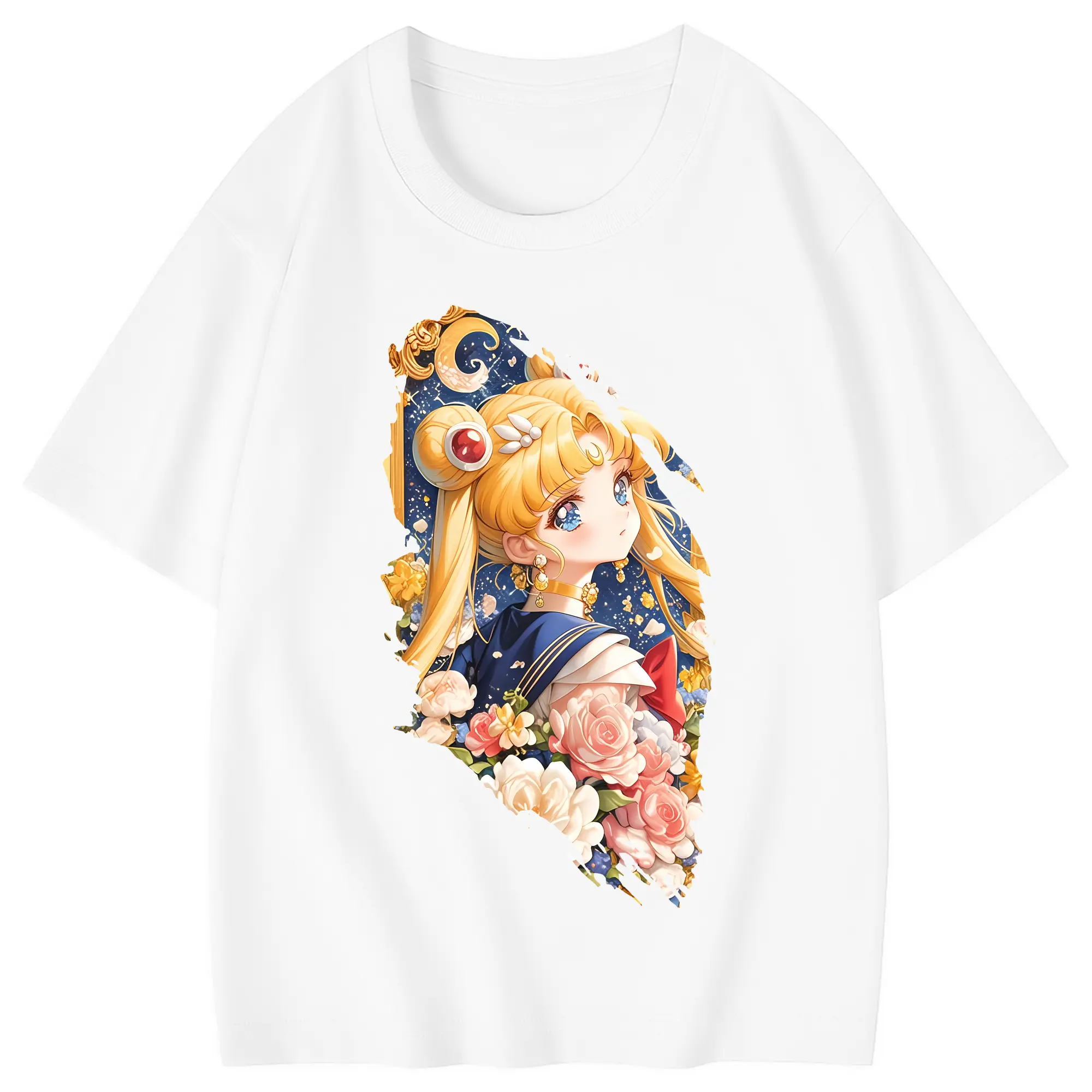 美少女戦士セーラームーン グッズ 月野 うさぎ - 綿100％ キッズTシャツ ・ フロントプリント ・ 快適 通気性 ・ スポーツ カジュアル 散歩用
