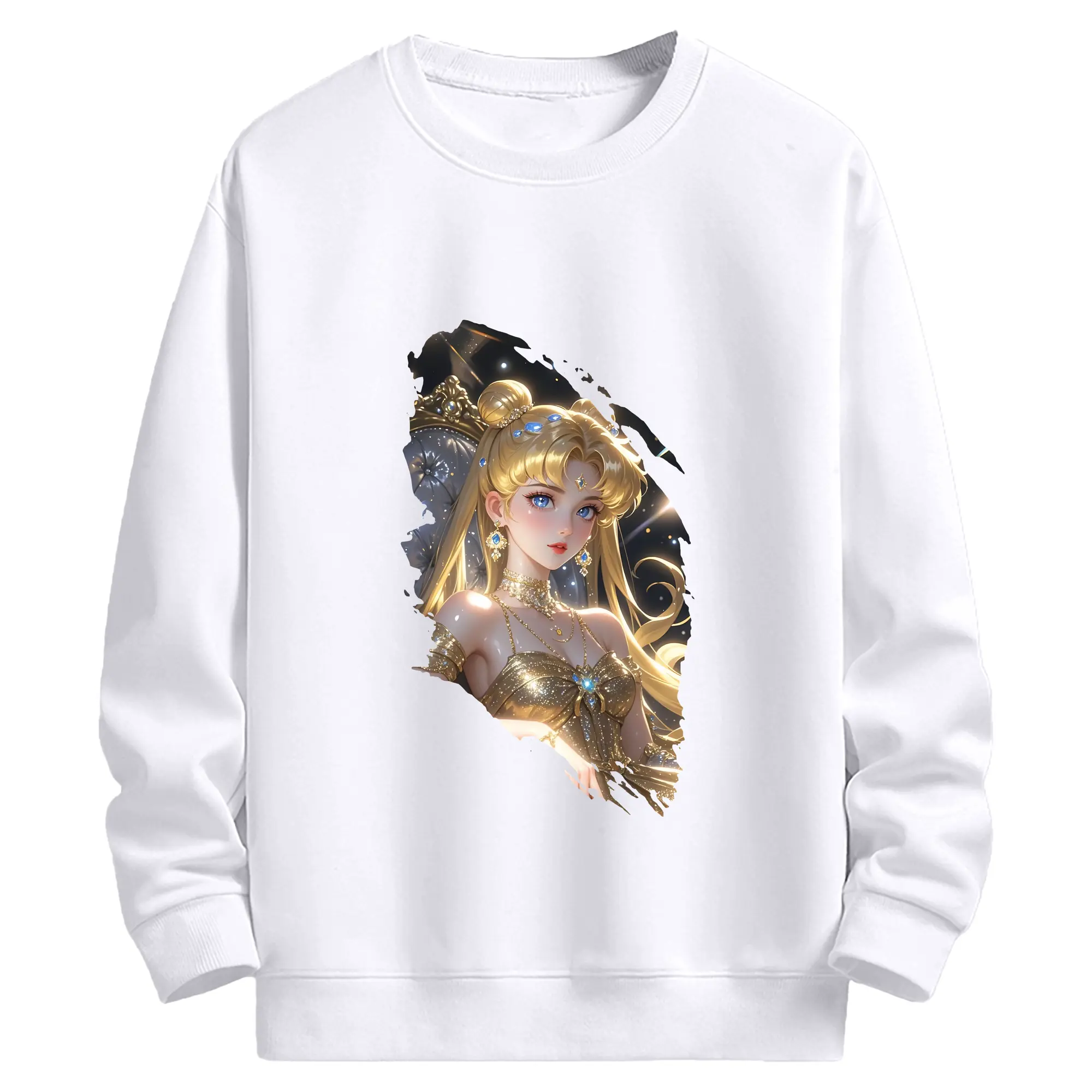 美少女戦士セーラームーン グッズ 月野 うさぎ - 高品質 クルーネック スウェット ・ コットン59％ ポリエステル41％ ・ ユニセックス 長袖 トレーナー ・ カジュアル デイリー スポーツ 散歩用