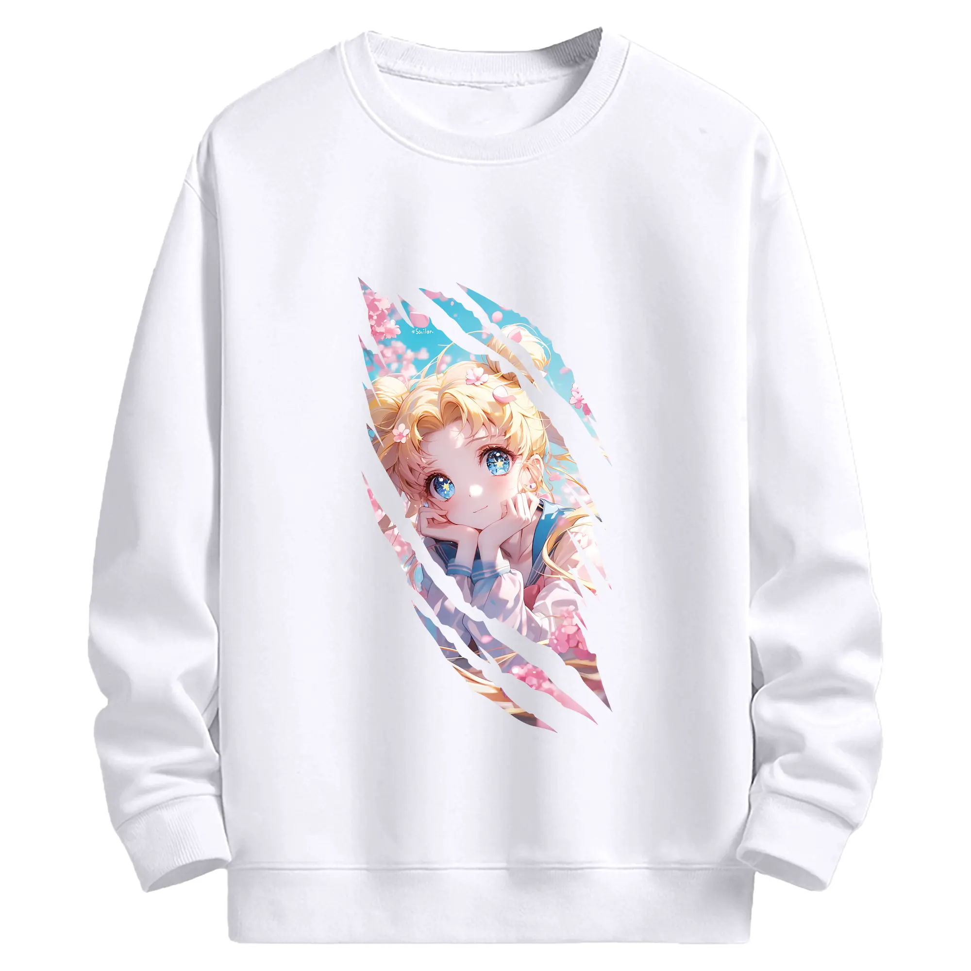 美少女戦士セーラームーン グッズ 月野 うさぎ - 高品質 クルーネック スウェット ・ コットン59％ ポリエステル41％ ・ ユニセックス 長袖 トレーナー ・ カジュアル デイリー スポーツ 散歩用