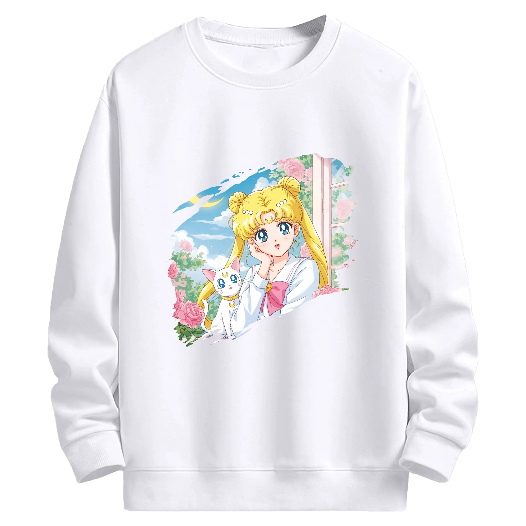 美少女戦士セーラームーン グッズ 月野 うさぎ - 高品質 クルーネック スウェット ・ コットン59％ ポリエステル41％ ・ ユニセックス 長袖 トレーナー ・ カジュアル デイリー スポーツ 散歩用