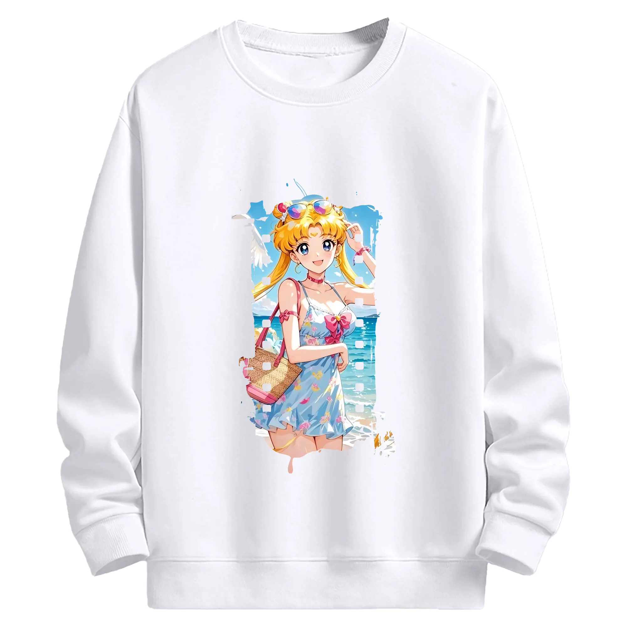 美少女戦士セーラームーン グッズ 月野 うさぎ - 高品質 クルーネック スウェット ・ コットン59％ ポリエステル41％ ・ ユニセックス 長袖 トレーナー ・ カジュアル デイリー スポーツ 散歩用