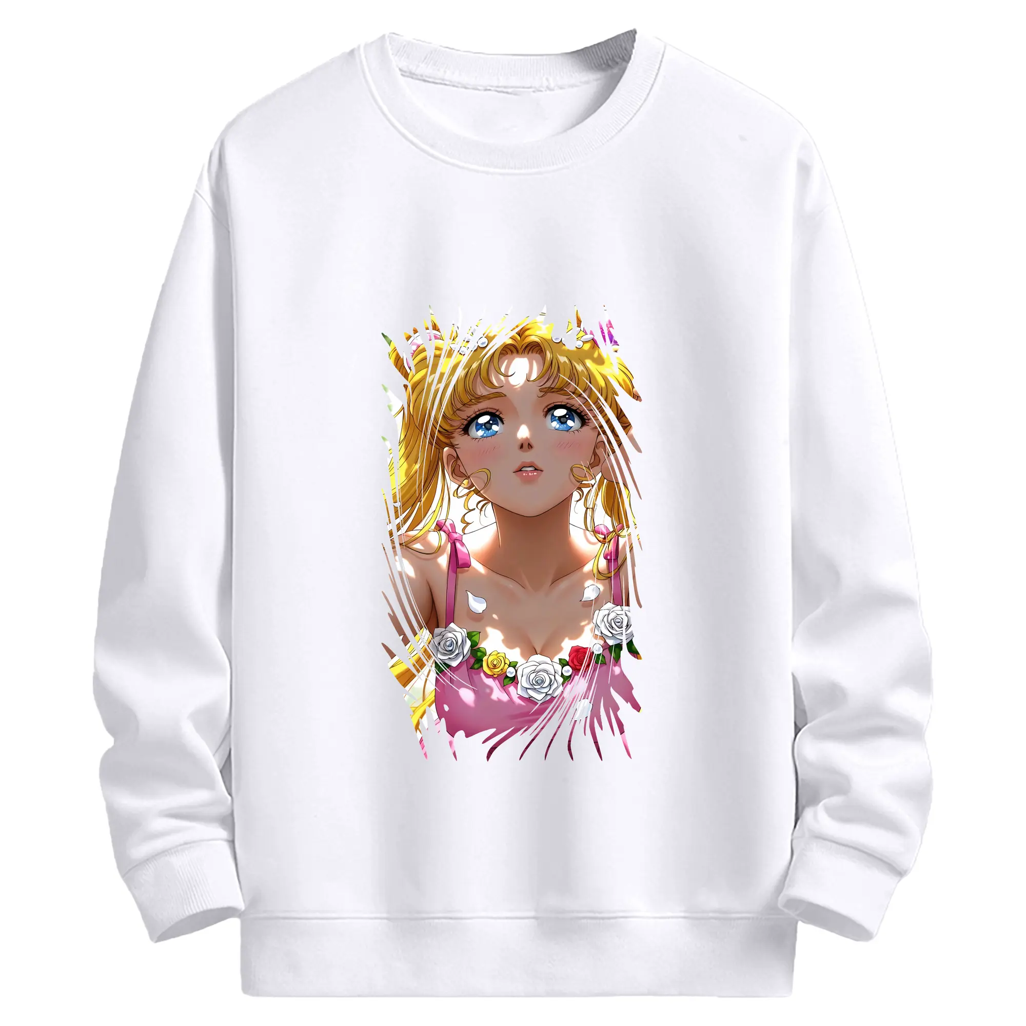 美少女戦士セーラームーン グッズ 月野 うさぎ - 高品質 クルーネック スウェット ・ コットン59％ ポリエステル41％ ・ ユニセックス 長袖 トレーナー ・ カジュアル デイリー スポーツ 散歩用