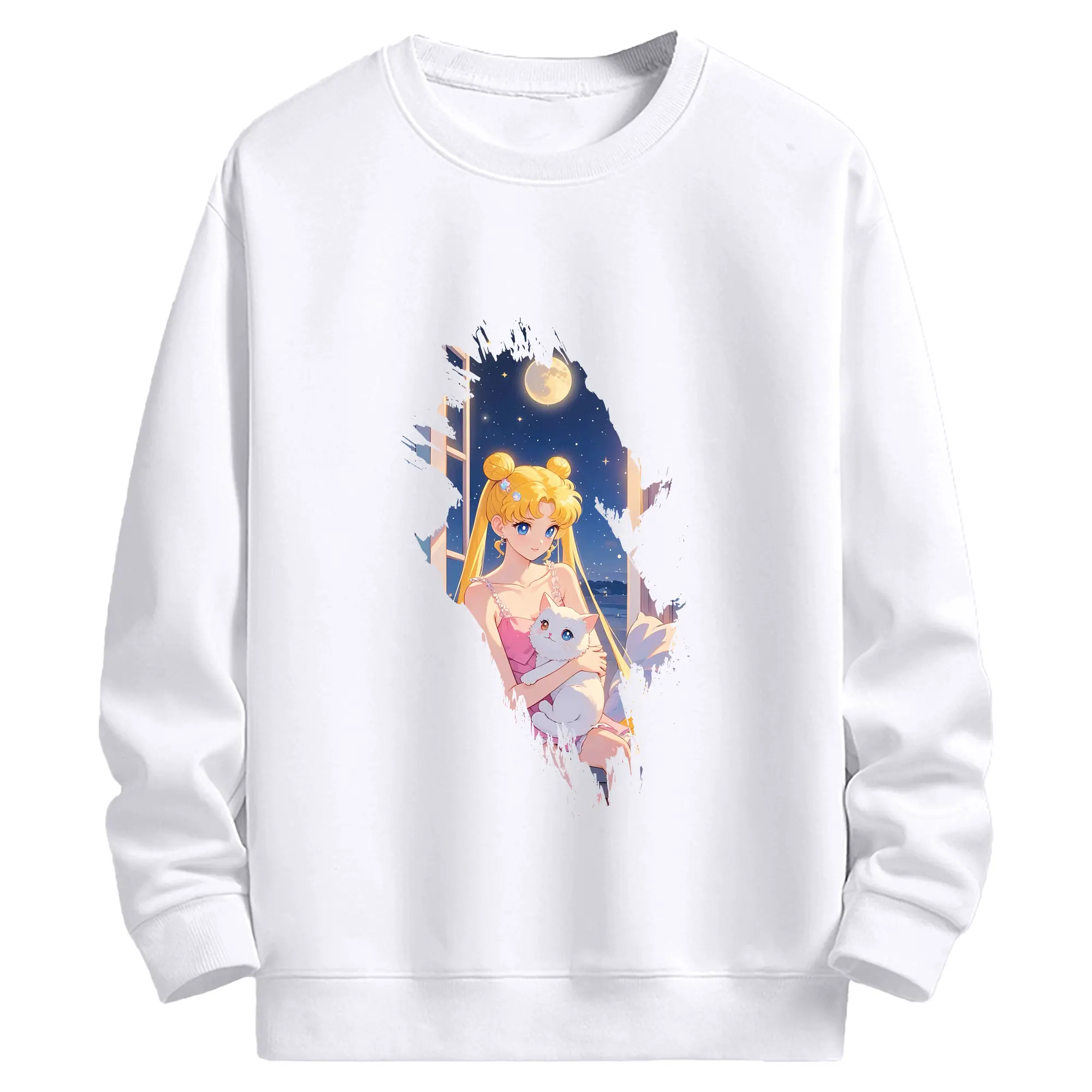 美少女戦士セーラームーン グッズ 月野 うさぎ - 高品質 クルーネック スウェット ・ コットン59％ ポリエステル41％ ・ ユニセックス 長袖 トレーナー ・ カジュアル デイリー スポーツ 散歩用