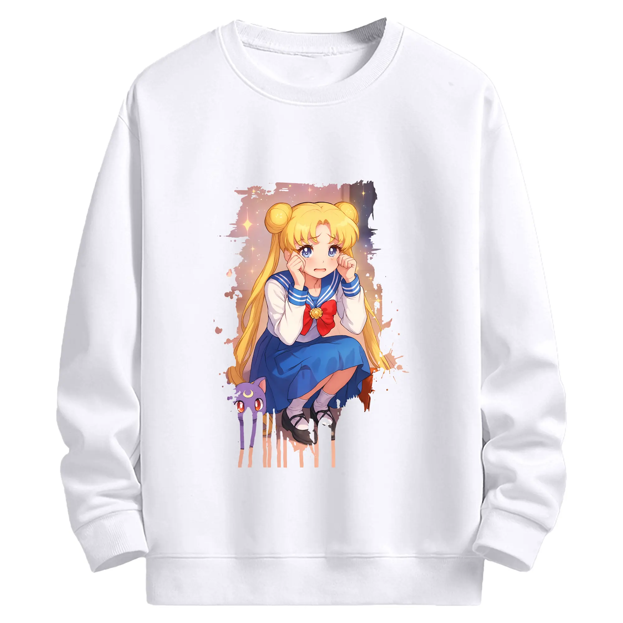 美少女戦士セーラームーン グッズ 月野 うさぎ - 高品質 クルーネック スウェット ・ コットン59％ ポリエステル41％ ・ ユニセックス 長袖 トレーナー ・ カジュアル デイリー スポーツ 散歩用