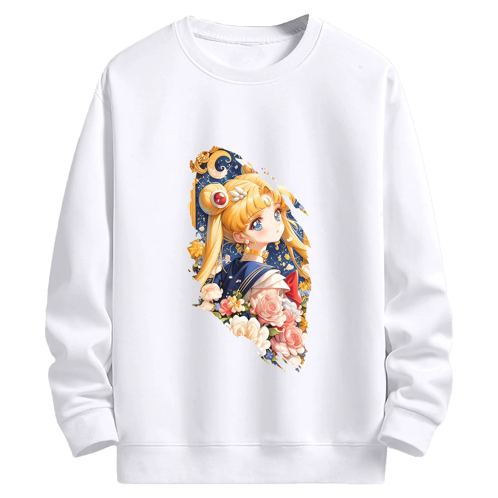 美少女戦士セーラームーン グッズ 月野 うさぎ - 高品質 クルーネック スウェット ・ コットン59％ ポリエステル41％ ・ ユニセックス 長袖 トレーナー ・ カジュアル デイリー スポーツ 散歩用