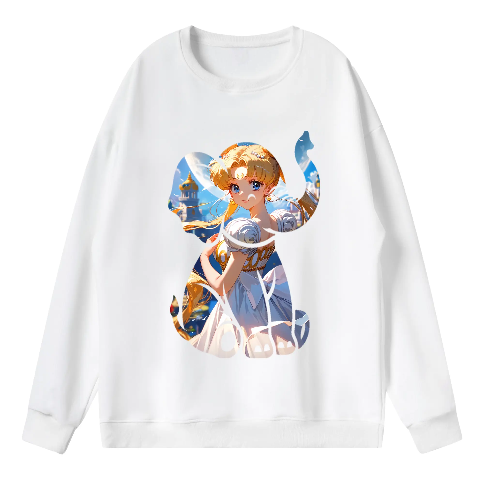 美少女戦士セーラームーン グッズ 月野 うさぎ - 薄手 クルーネック スウェット 裏毛260g · ポリエステル 春秋向け カジュアル 男女兼用 · トレーナー デイリー スポーツ 散歩に最適