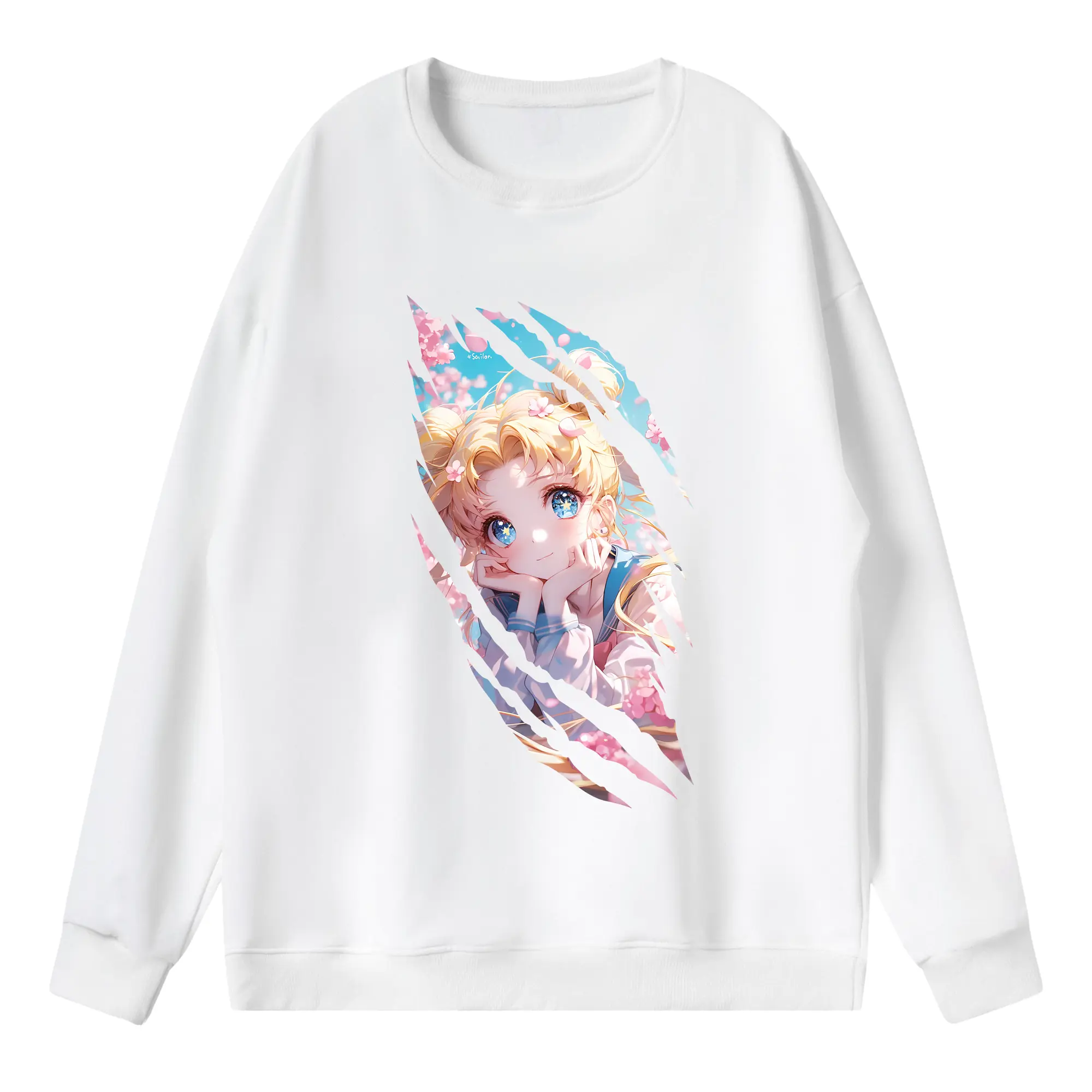 美少女戦士セーラームーン グッズ 月野 うさぎ - 薄手 クルーネック スウェット 裏毛260g · ポリエステル 春秋向け カジュアル 男女兼用 · トレーナー デイリー スポーツ 散歩に最適