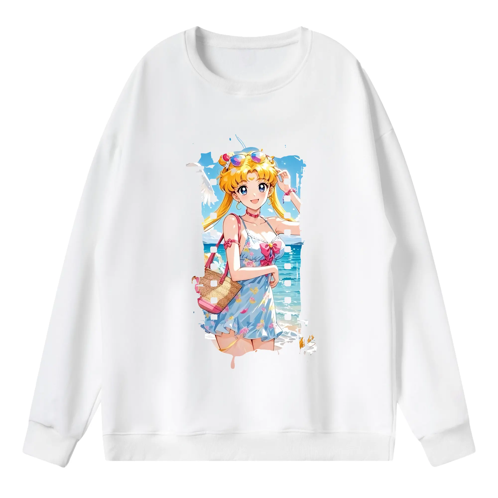 美少女戦士セーラームーン グッズ 月野 うさぎ - 薄手 クルーネック スウェット 裏毛260g · ポリエステル 春秋向け カジュアル 男女兼用 · トレーナー デイリー スポーツ 散歩に最適