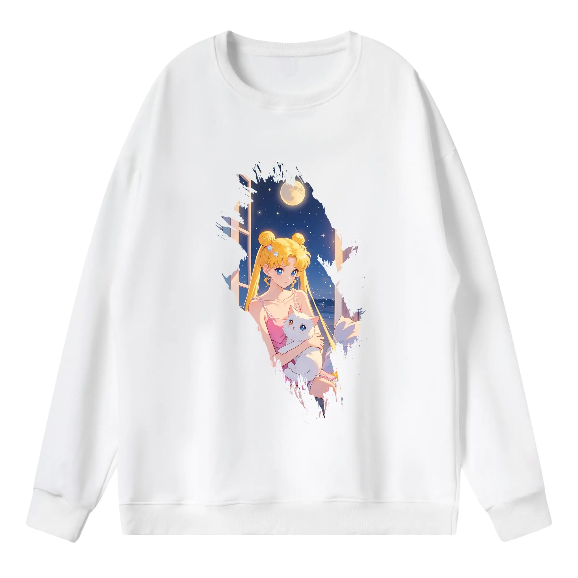 美少女戦士セーラームーン グッズ 月野 うさぎ - 薄手 クルーネック スウェット 裏毛260g · ポリエステル 春秋向け カジュアル 男女兼用 · トレーナー デイリー スポーツ 散歩に最適