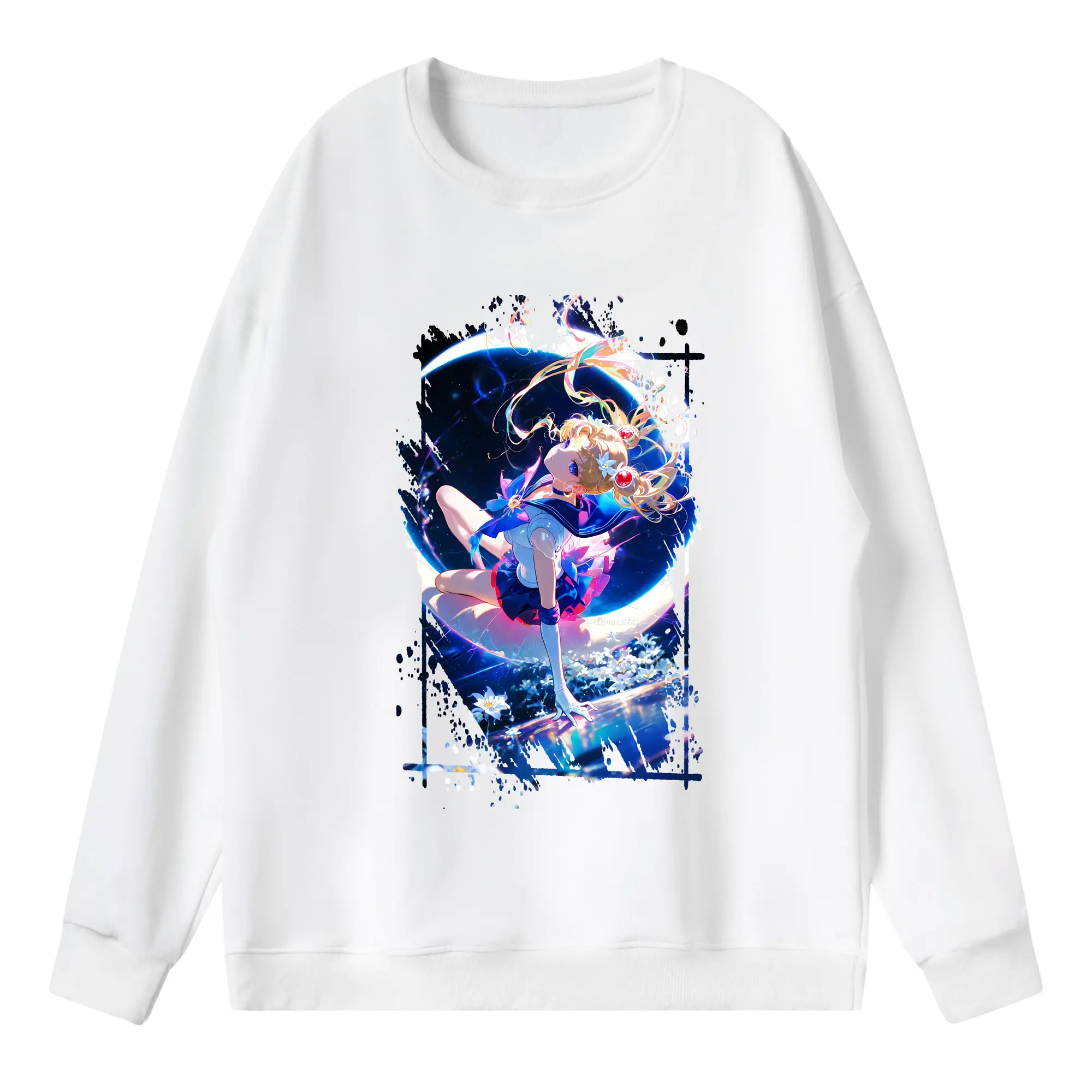 美少女戦士セーラームーン グッズ 月野 うさぎ - 薄手 クルーネック スウェット 裏毛260g · ポリエステル 春秋向け カジュアル 男女兼用 · トレーナー デイリー スポーツ 散歩に最適